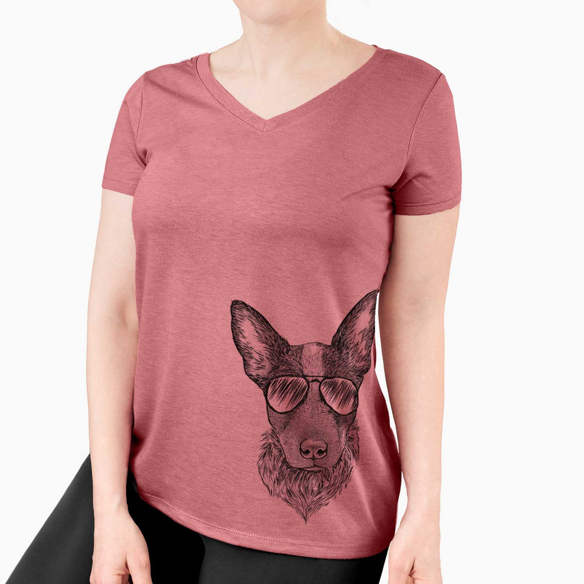 Aviator Bella the Blue Heeler Puppy - Women's V-neck Shirt