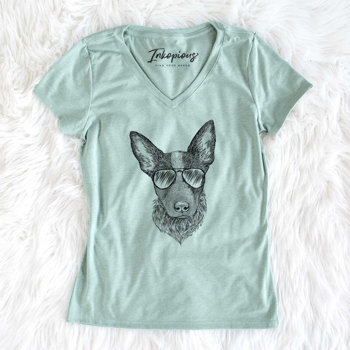 Aviator Bella the Blue Heeler Puppy - Women's V-neck Shirt