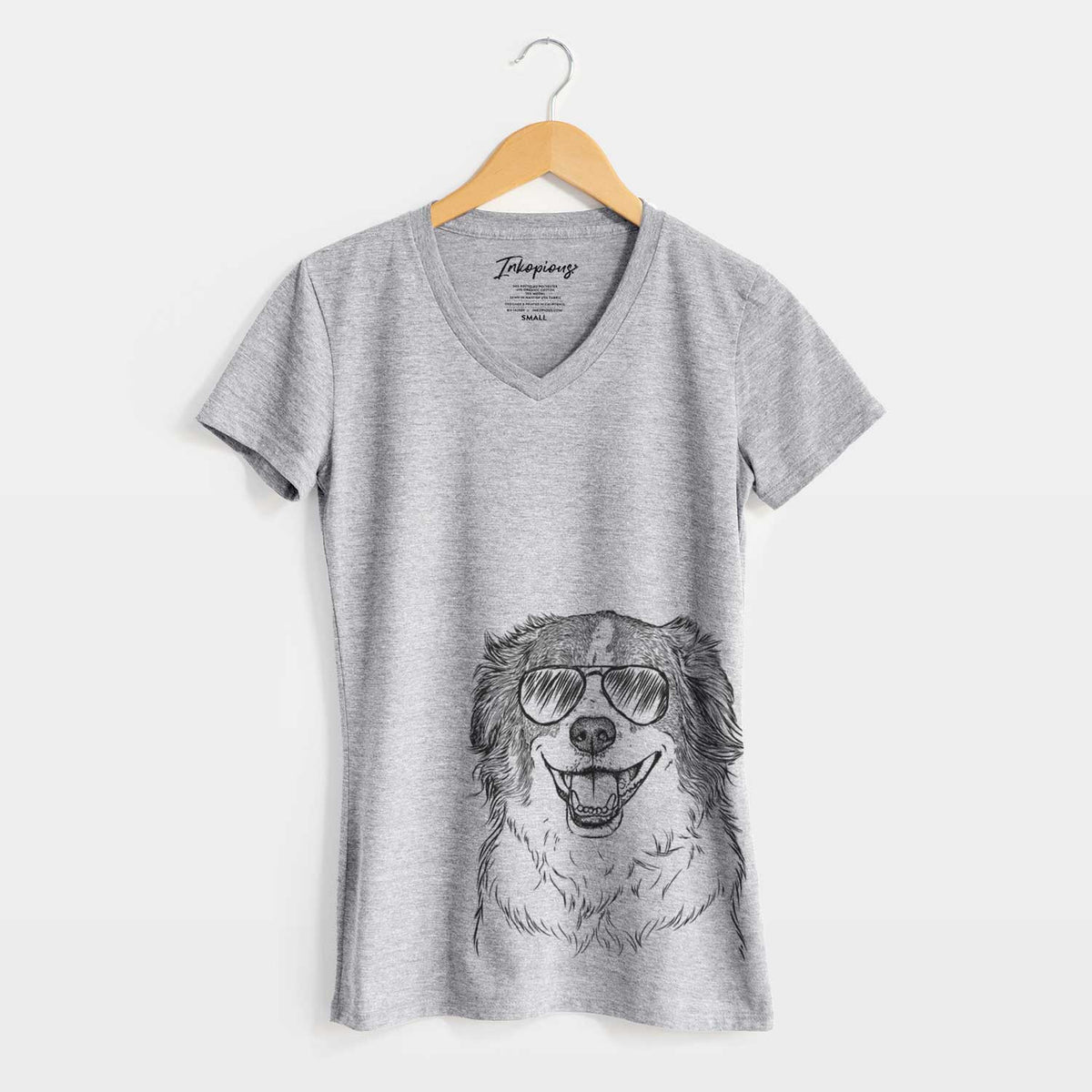 Aviator Belle the Australian Shepherd Mix - Women&#39;s V-neck Shirt