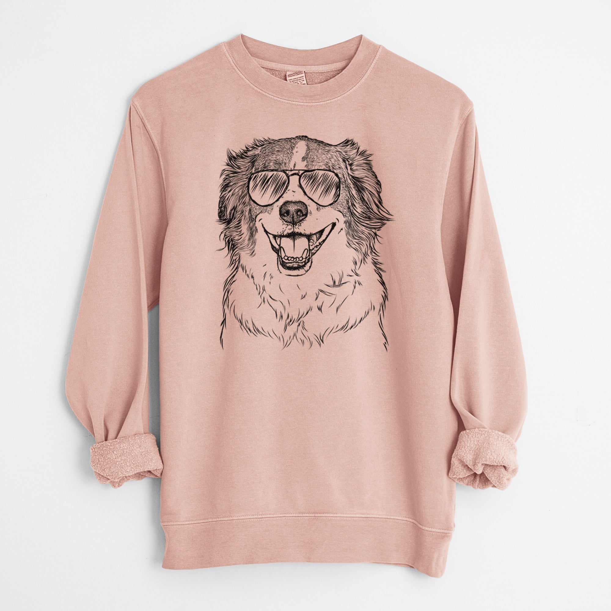 Aviator Belle the Australian Shepherd Mix - Unisex Pigment Dyed Crew Sweatshirt