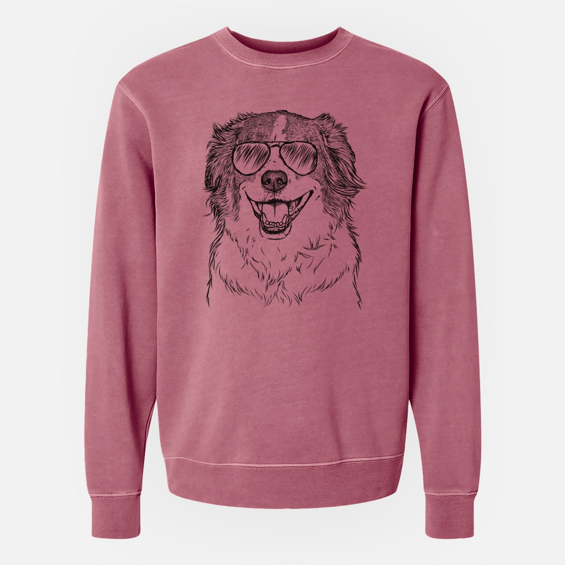 Aviator Belle the Australian Shepherd Mix - Unisex Pigment Dyed Crew Sweatshirt