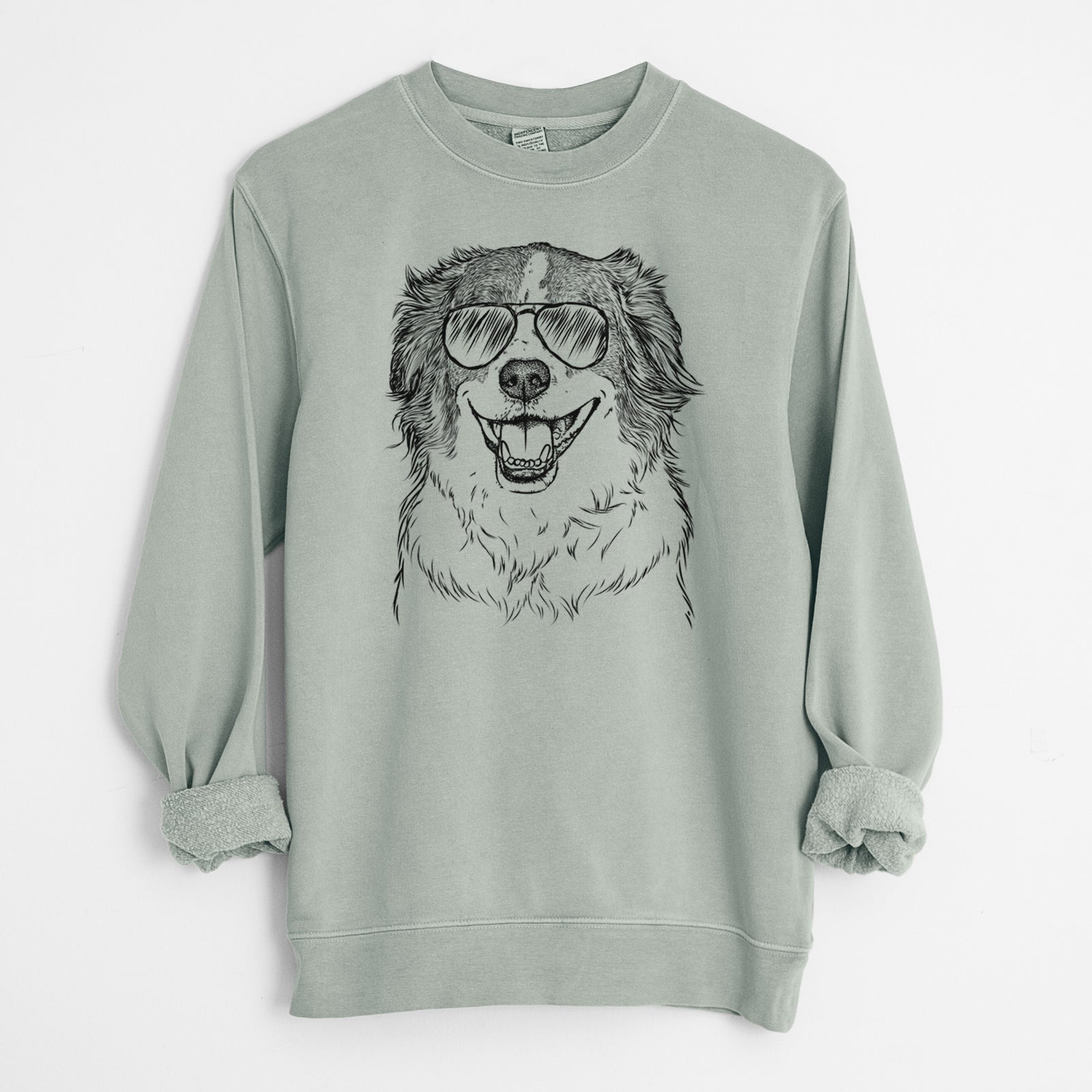 Aviator Belle the Australian Shepherd Mix - Unisex Pigment Dyed Crew Sweatshirt