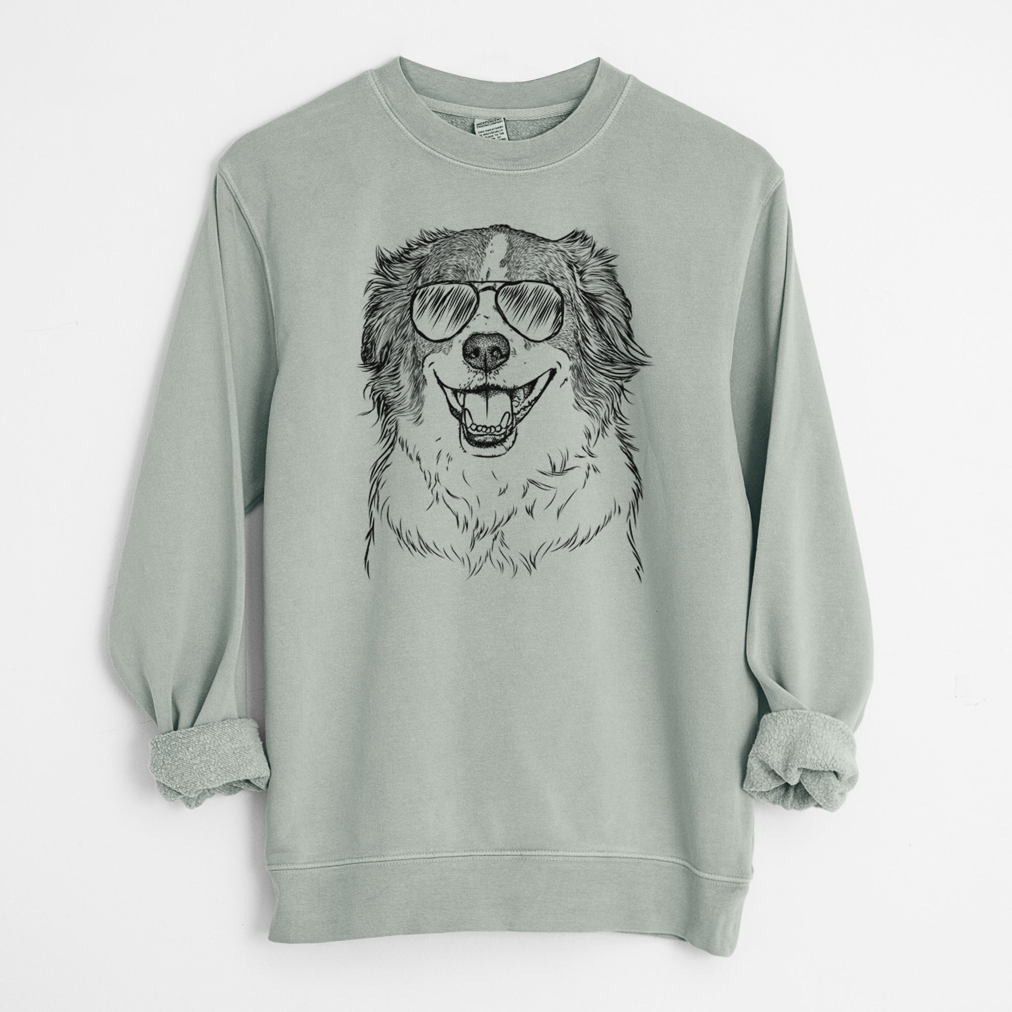 Aviator Belle the Australian Shepherd Mix - Unisex Pigment Dyed Crew Sweatshirt