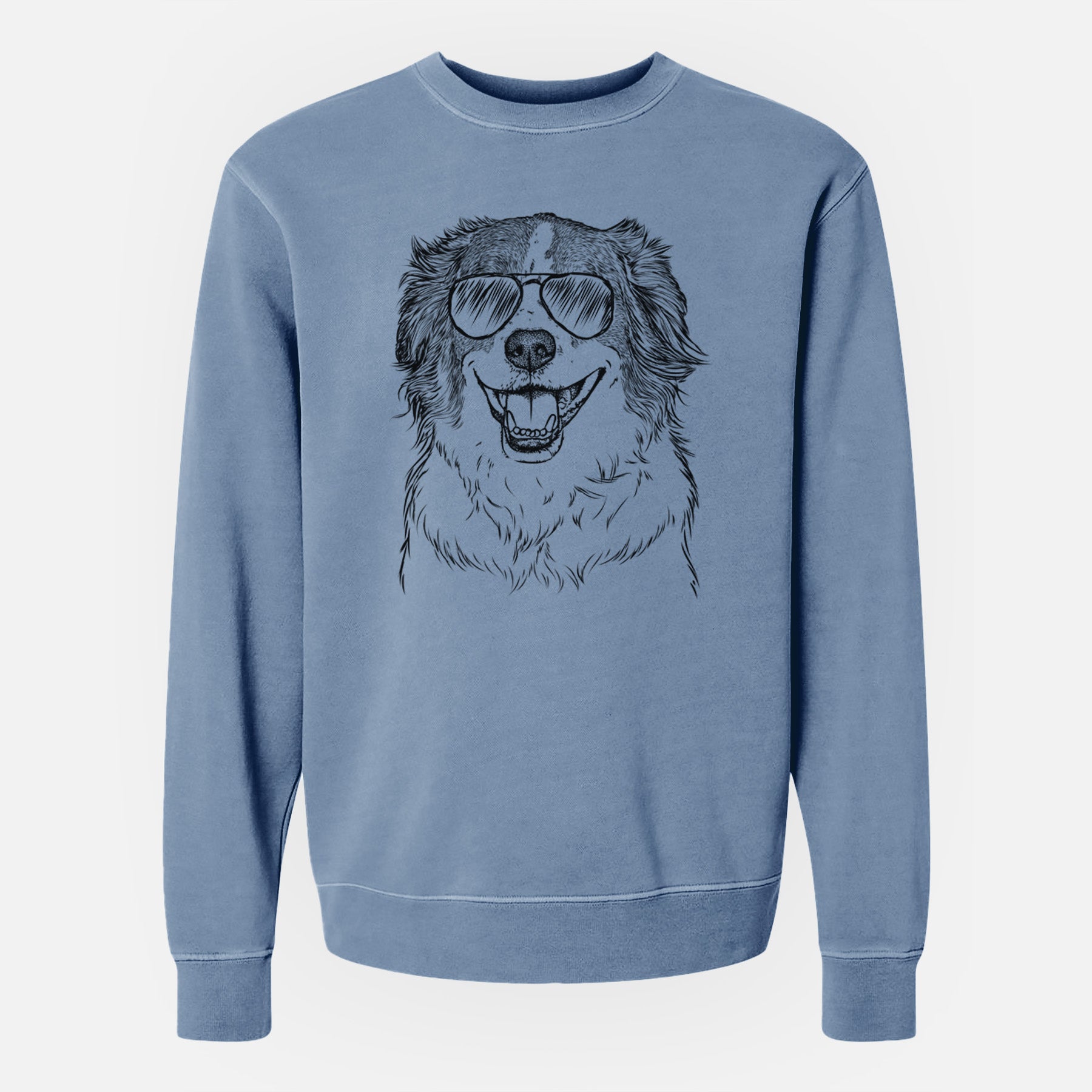 Aviator Belle the Australian Shepherd Mix - Unisex Pigment Dyed Crew Sweatshirt