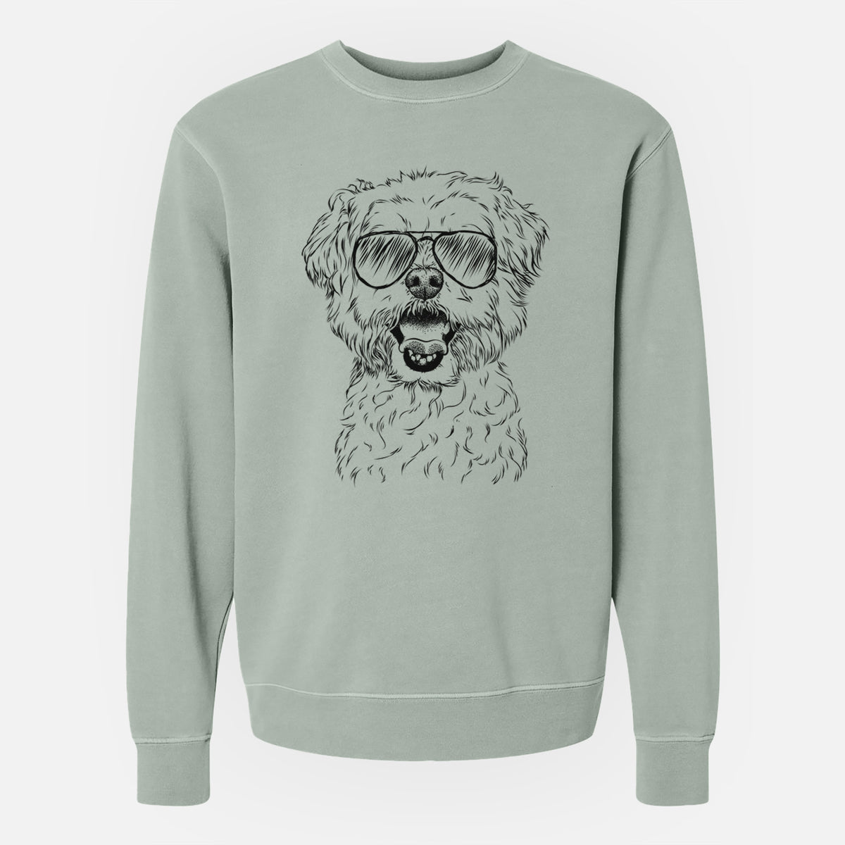 Aviator Belle the Maltipoo - Unisex Pigment Dyed Crew Sweatshirt