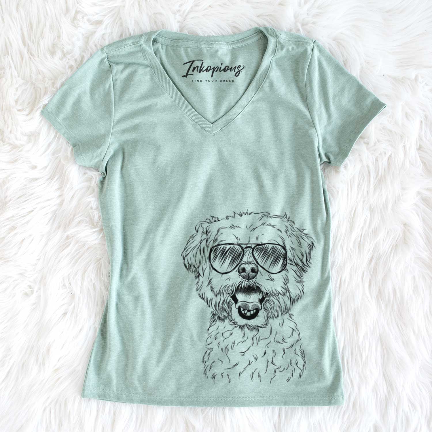 Aviator Belle the Maltipoo - Women's V-neck Shirt