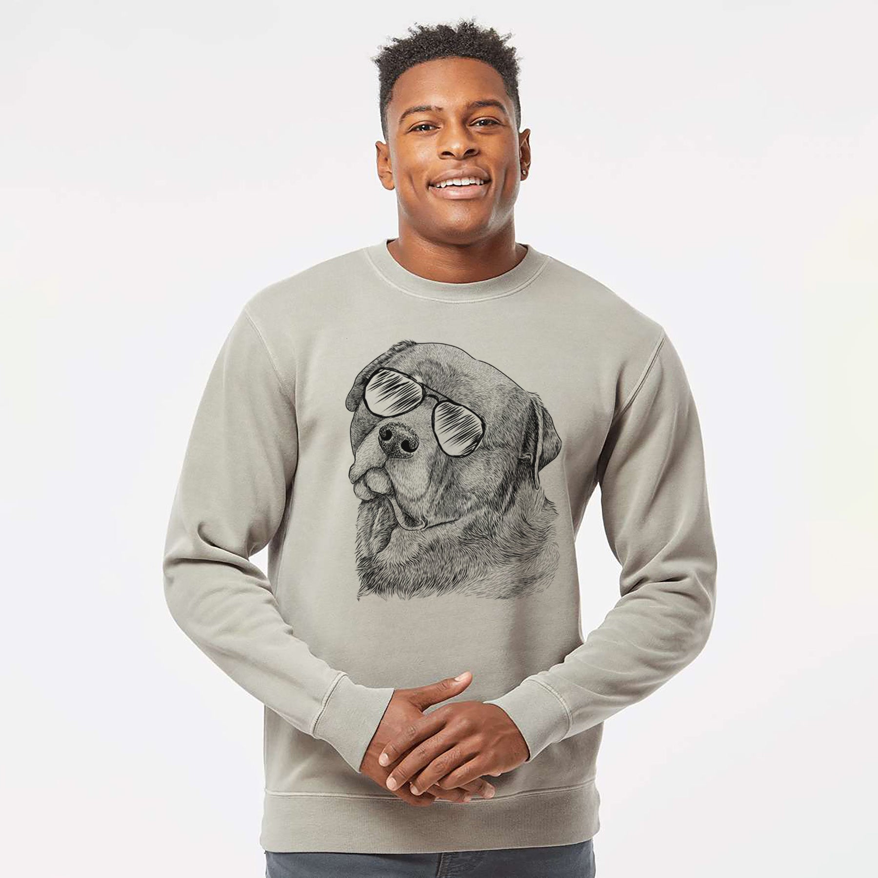 Aviator Bender the Rottweiler - Unisex Pigment Dyed Crew Sweatshirt