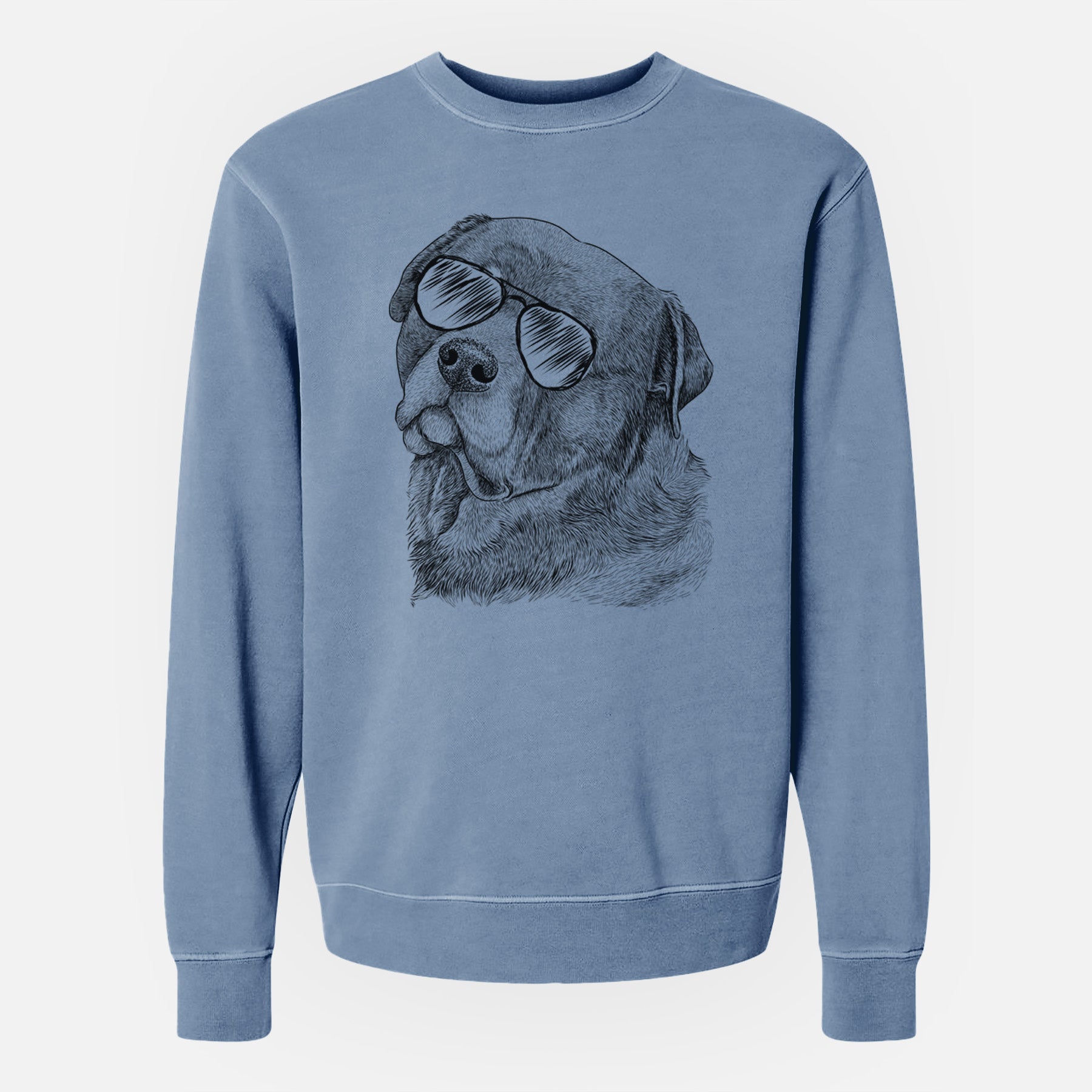 Aviator Bender the Rottweiler - Unisex Pigment Dyed Crew Sweatshirt