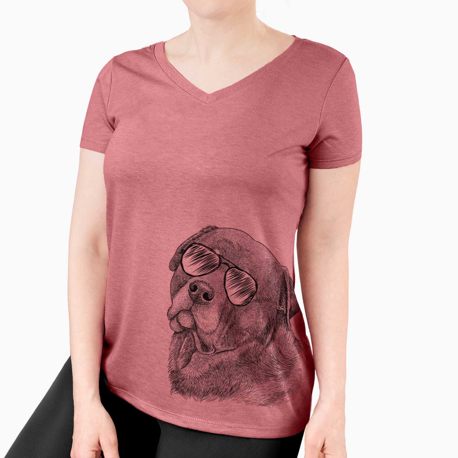 Aviator Bender the Rottweiler - Women's V-neck Shirt