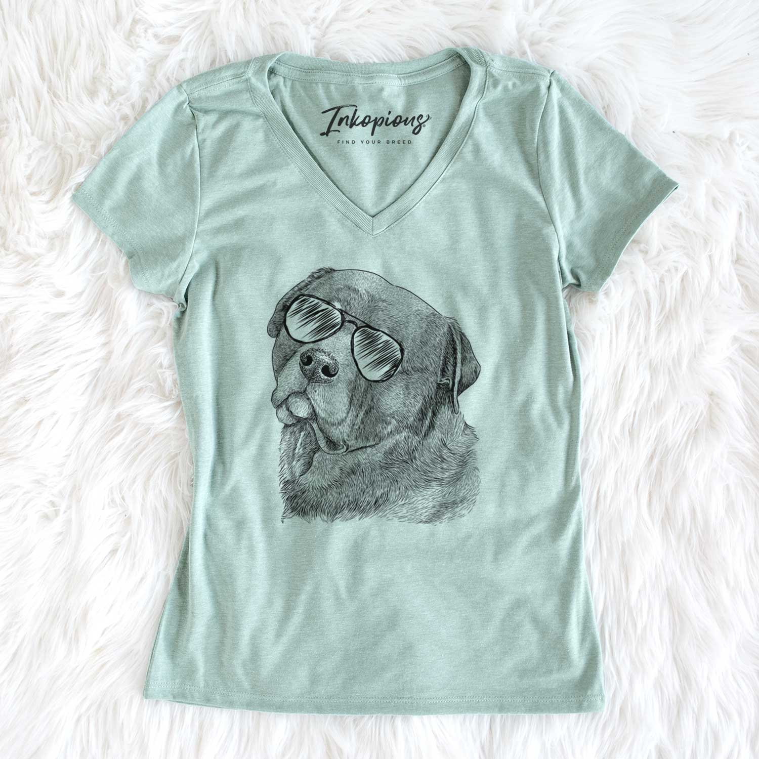 Aviator Bender the Rottweiler - Women's V-neck Shirt