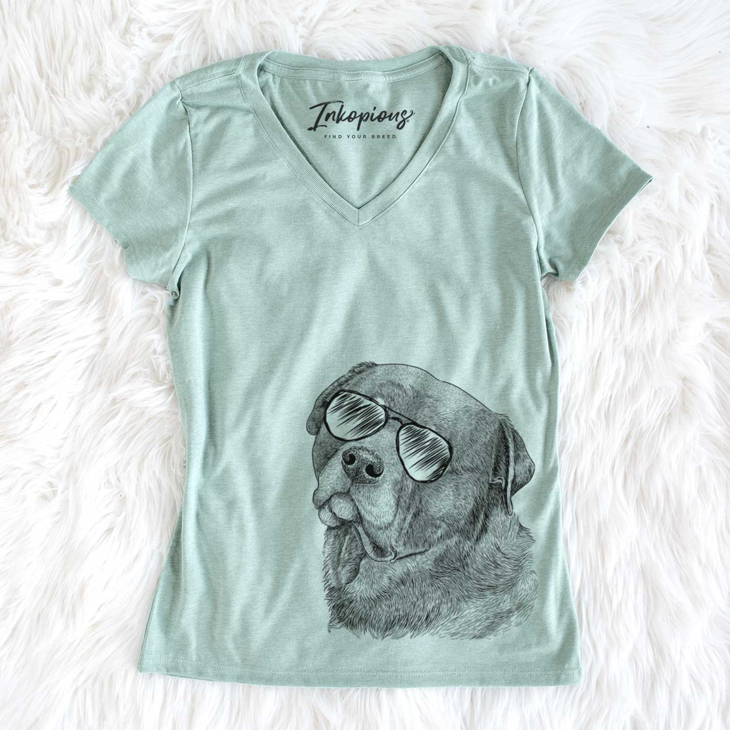 Aviator Bender the Rottweiler - Women's V-neck Shirt