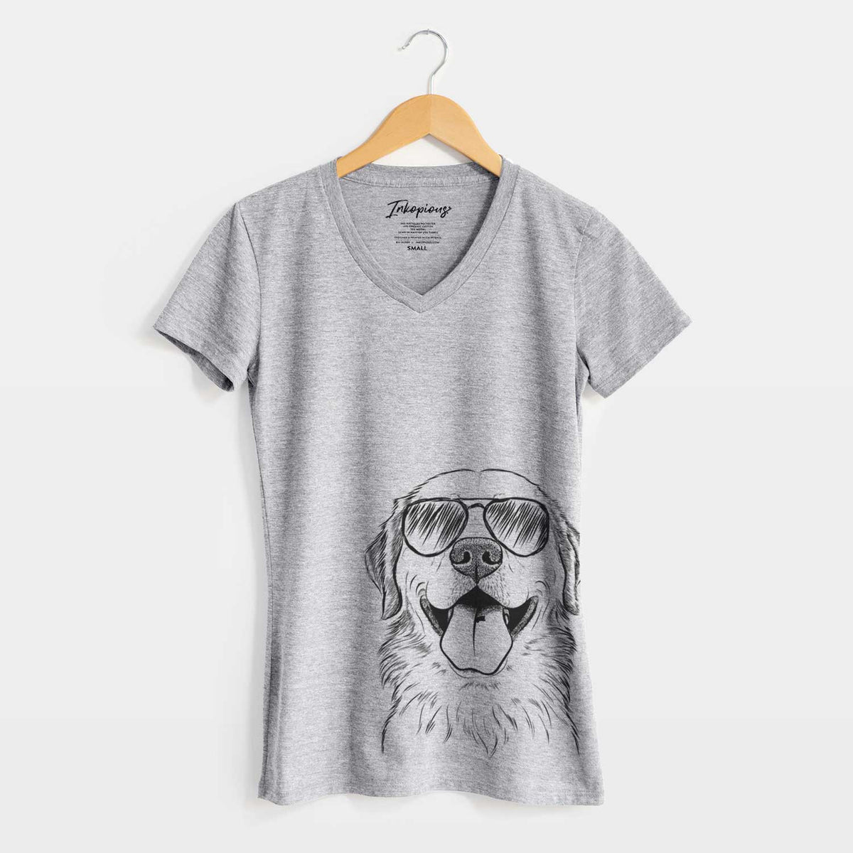 Aviator Bennett the Golden Retriever - Women&#39;s V-neck Shirt