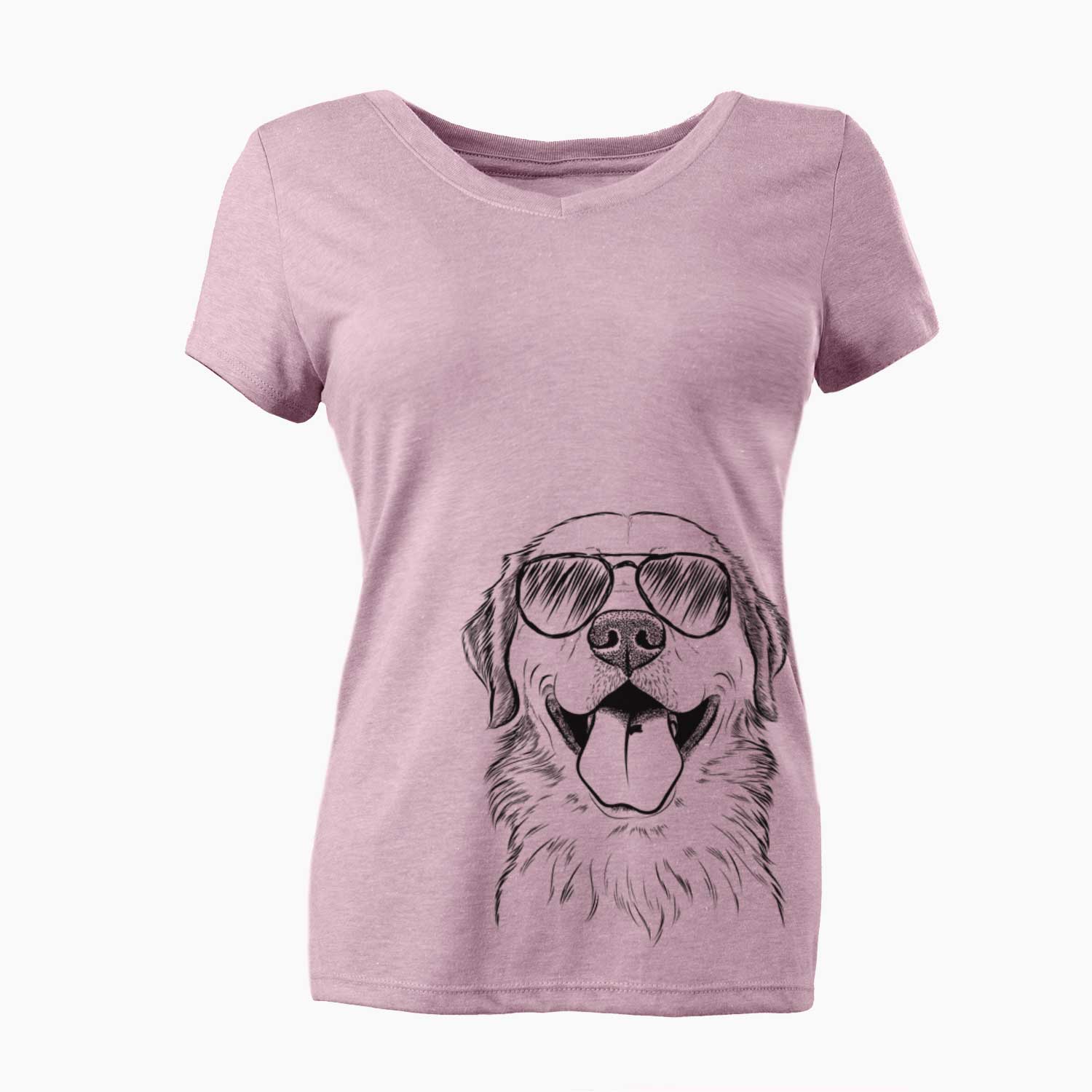 Aviator Bennett the Golden Retriever - Women's V-neck Shirt