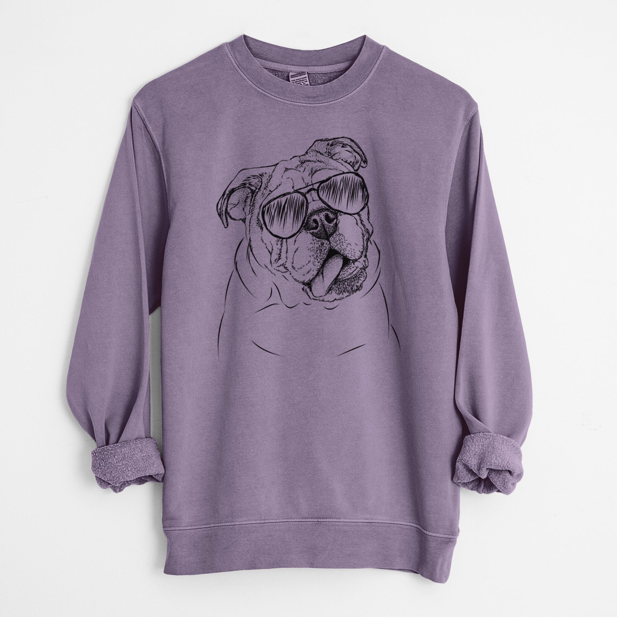 Aviator Benson the English Bulldog - Unisex Pigment Dyed Crew Sweatshirt