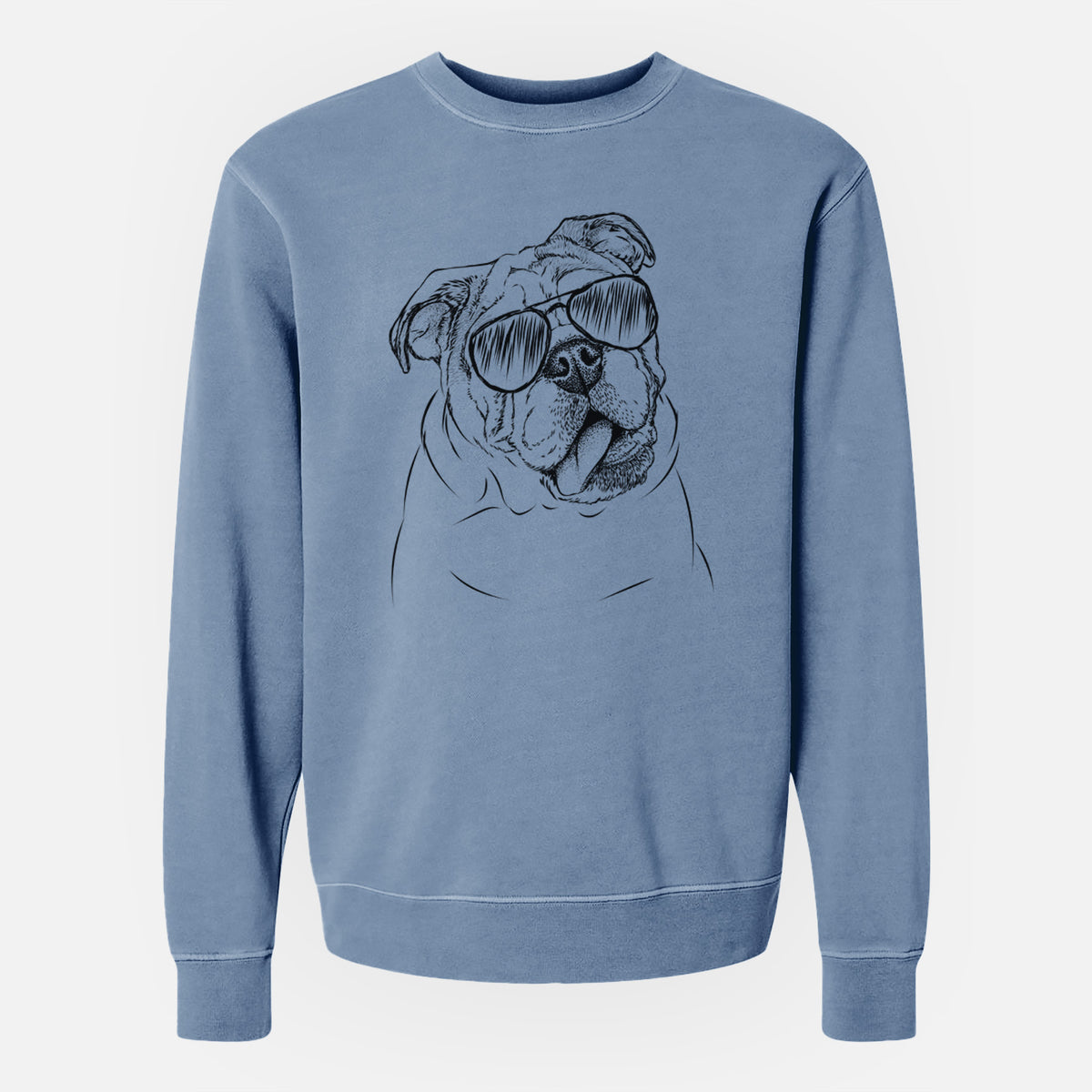 Aviator Benson the English Bulldog - Unisex Pigment Dyed Crew Sweatshirt