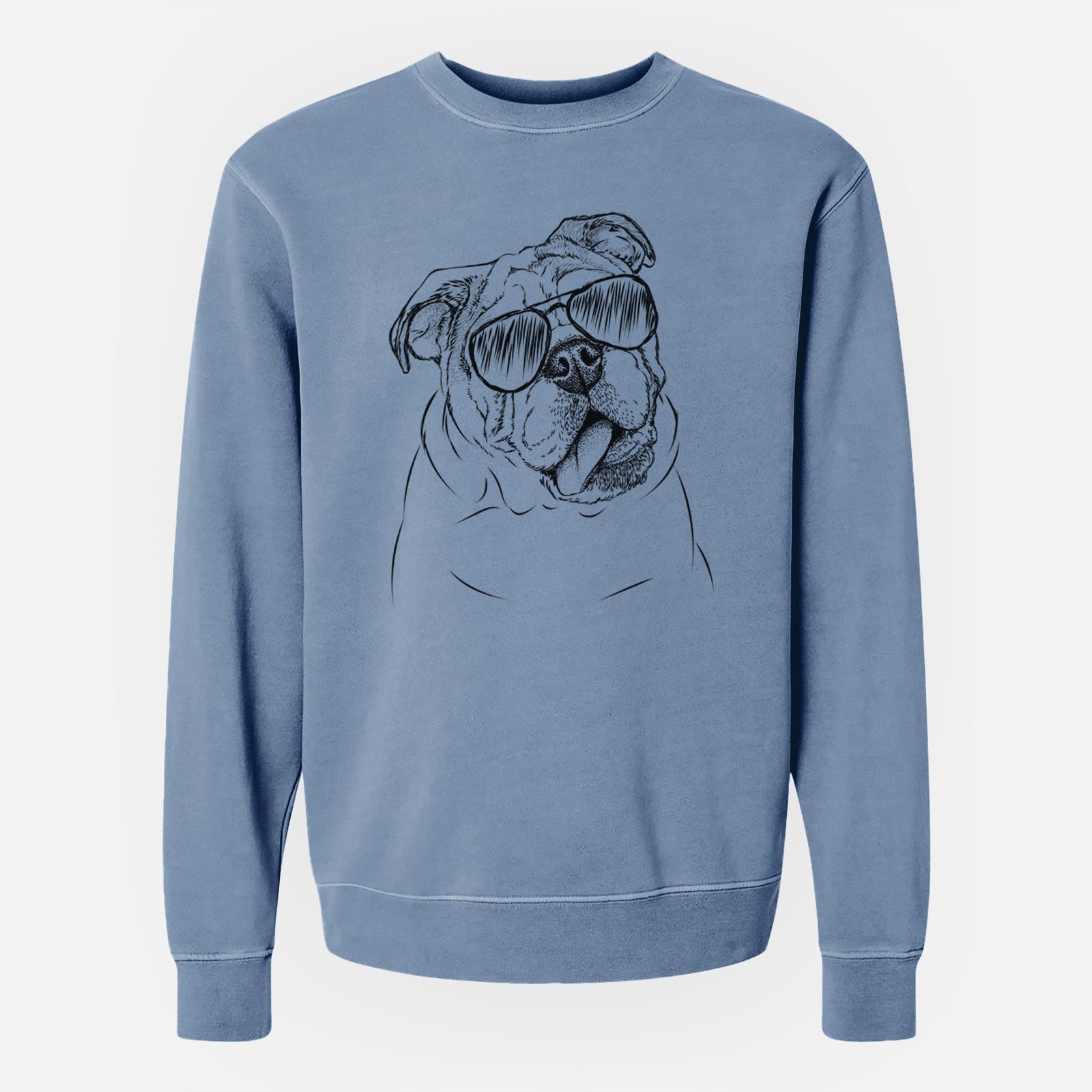 Aviator Benson the English Bulldog - Unisex Pigment Dyed Crew Sweatshirt