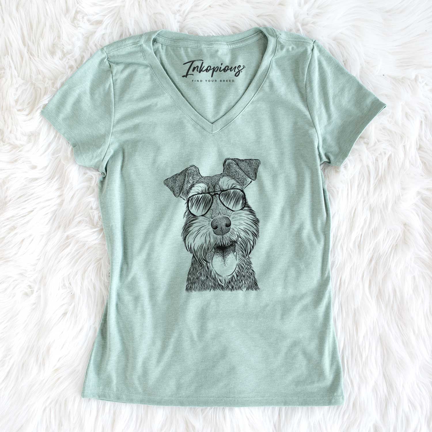 Aviator Bernadette the Mini Schnauzer - Women's V-neck Shirt