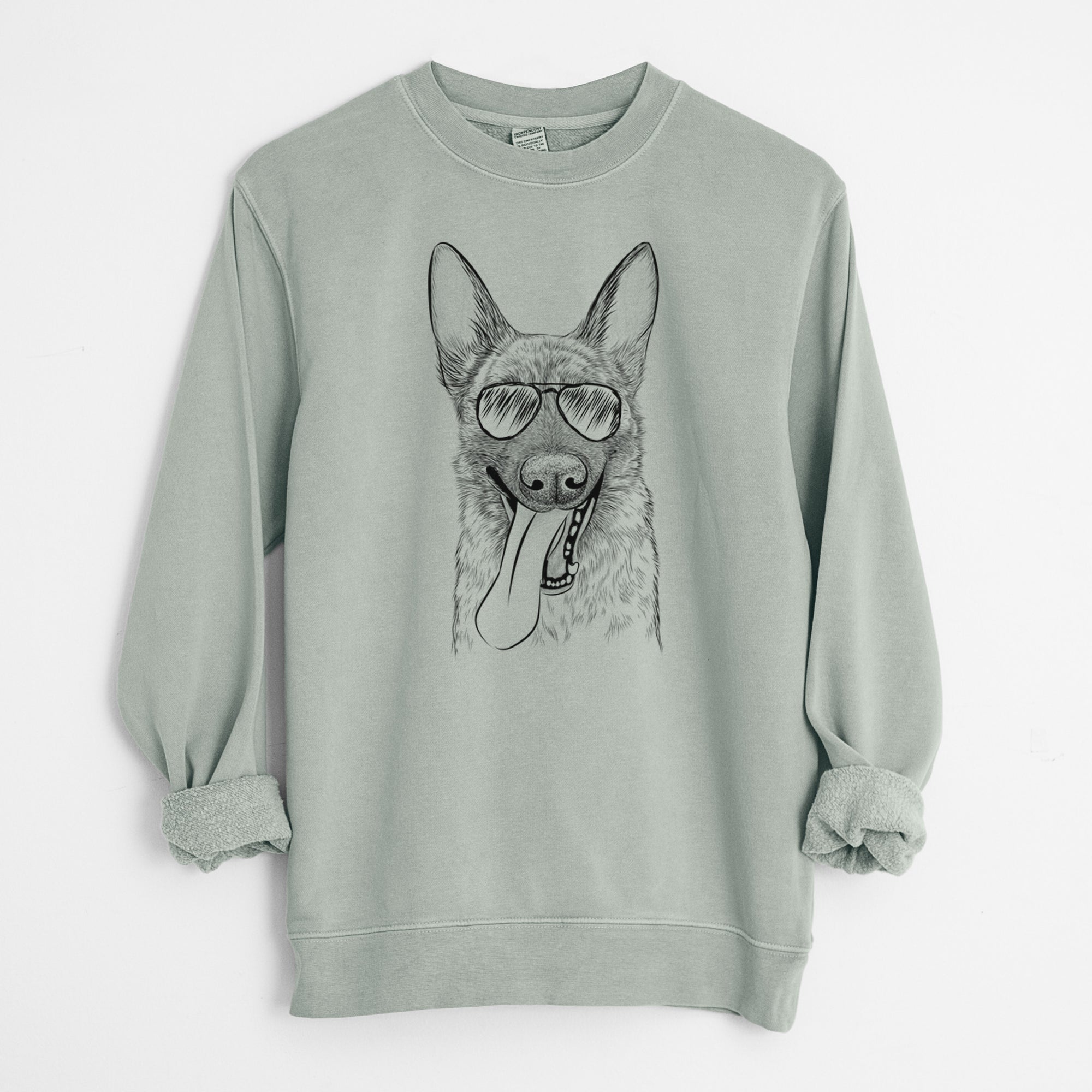 Aviator Bessa the Dutch Shepherd - Unisex Pigment Dyed Crew Sweatshirt