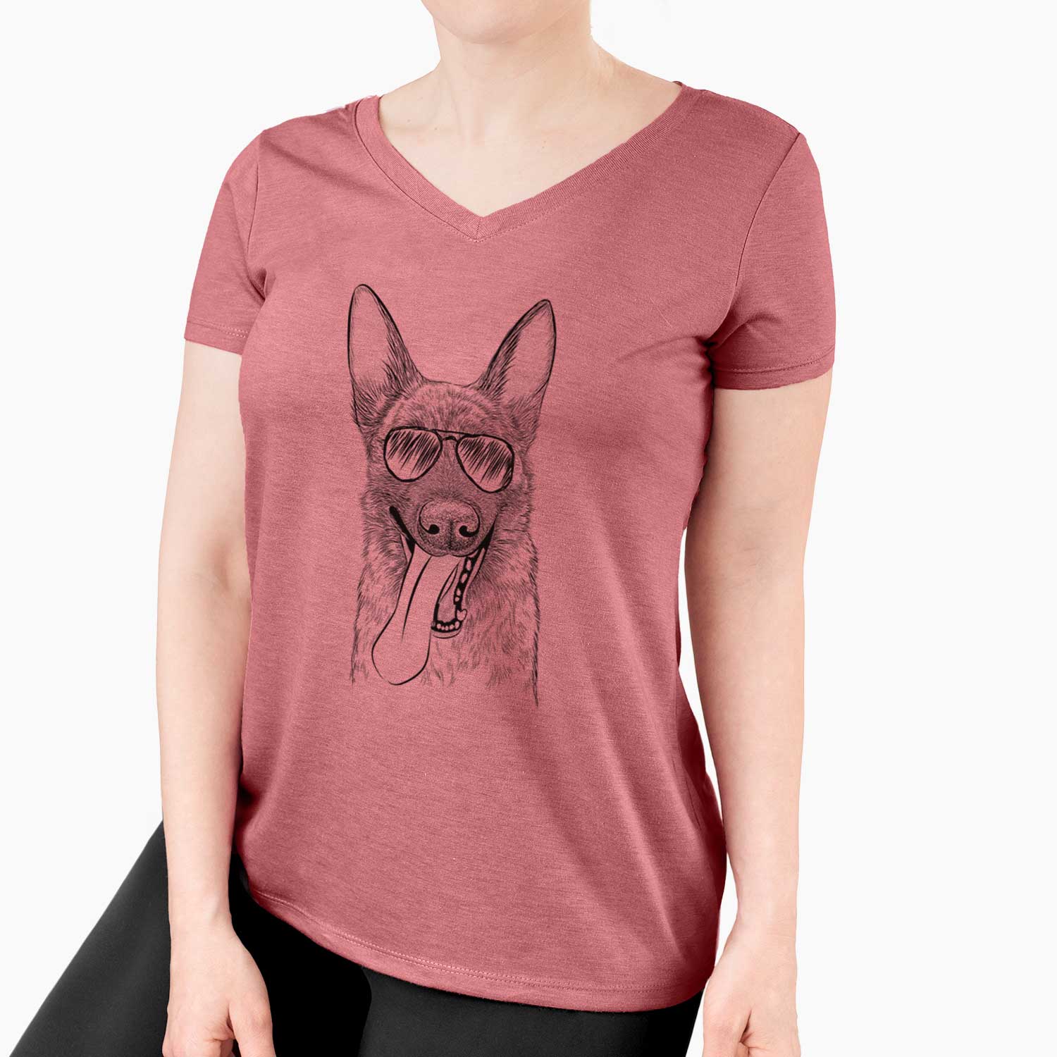 Aviator Bessa the Dutch Shepherd - Women's V-neck Shirt