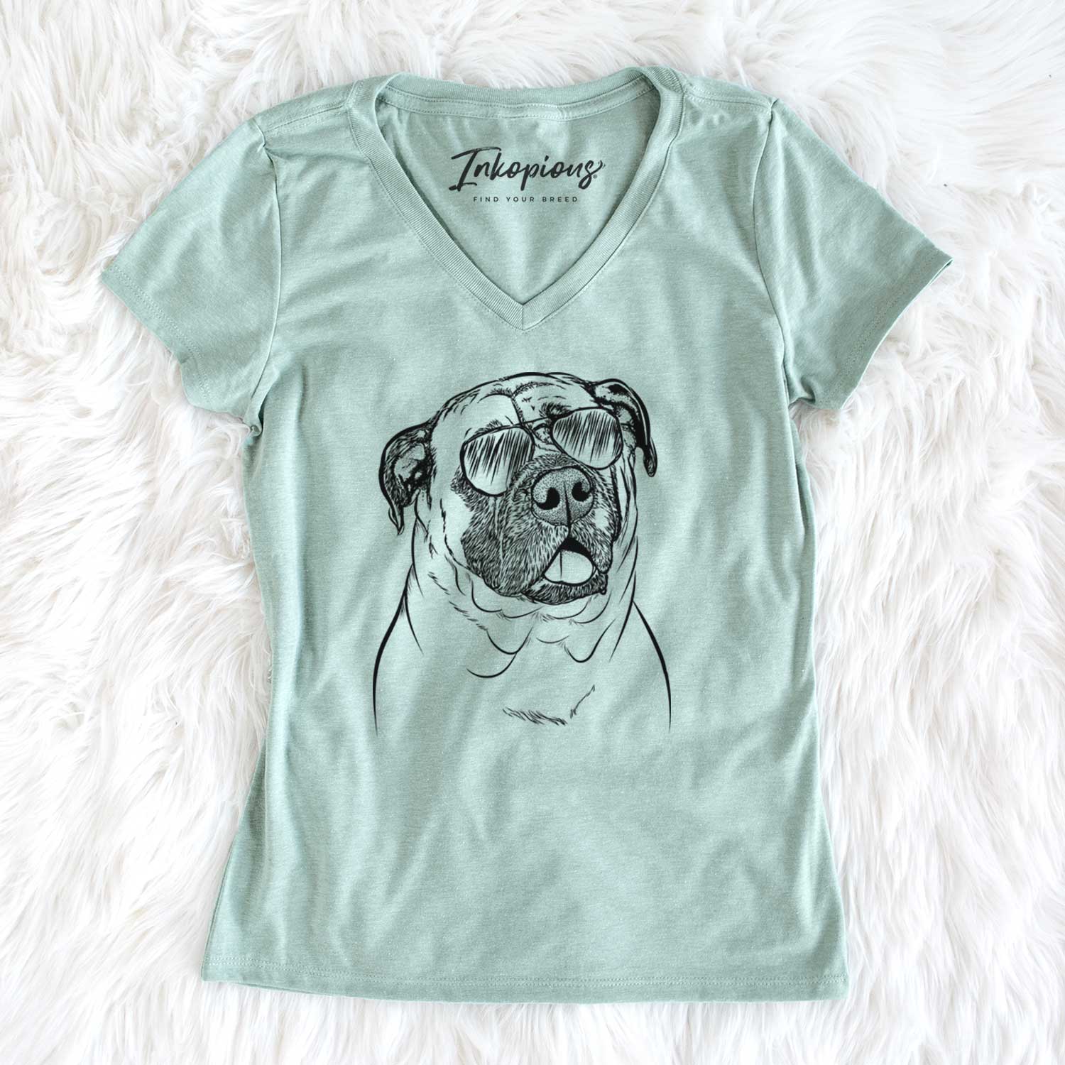 Aviator Big P the English Mastiff - Women's V-neck Shirt