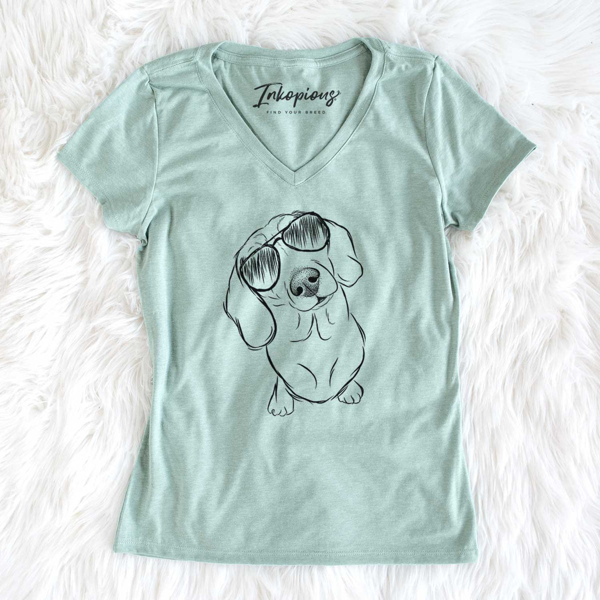 Aviator Bill the Dachshund - Women's V-neck Shirt