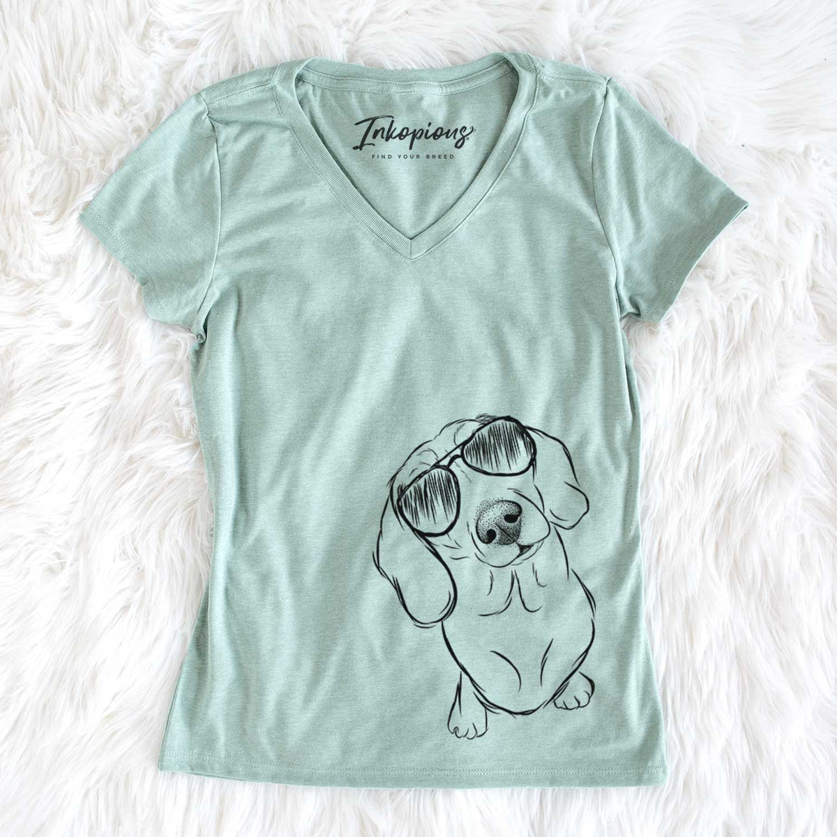 Aviator Bill the Dachshund - Women's V-neck Shirt