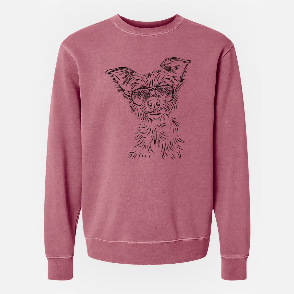 Aviator Bingo the Yorkshire Terrier - Unisex Pigment Dyed Crew Sweatshirt