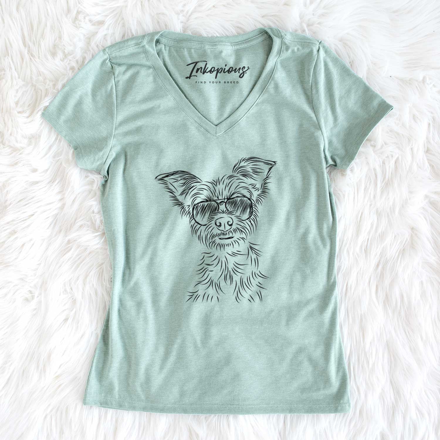 Aviator Bingo the Yorkshire Terrier - Women's V-neck Shirt