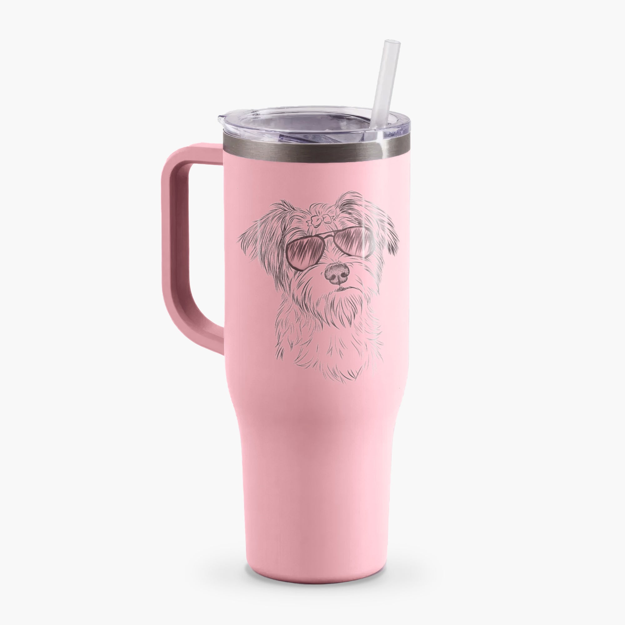 Birdee the Schnauzer Mix - 40oz Tumbler with Handle