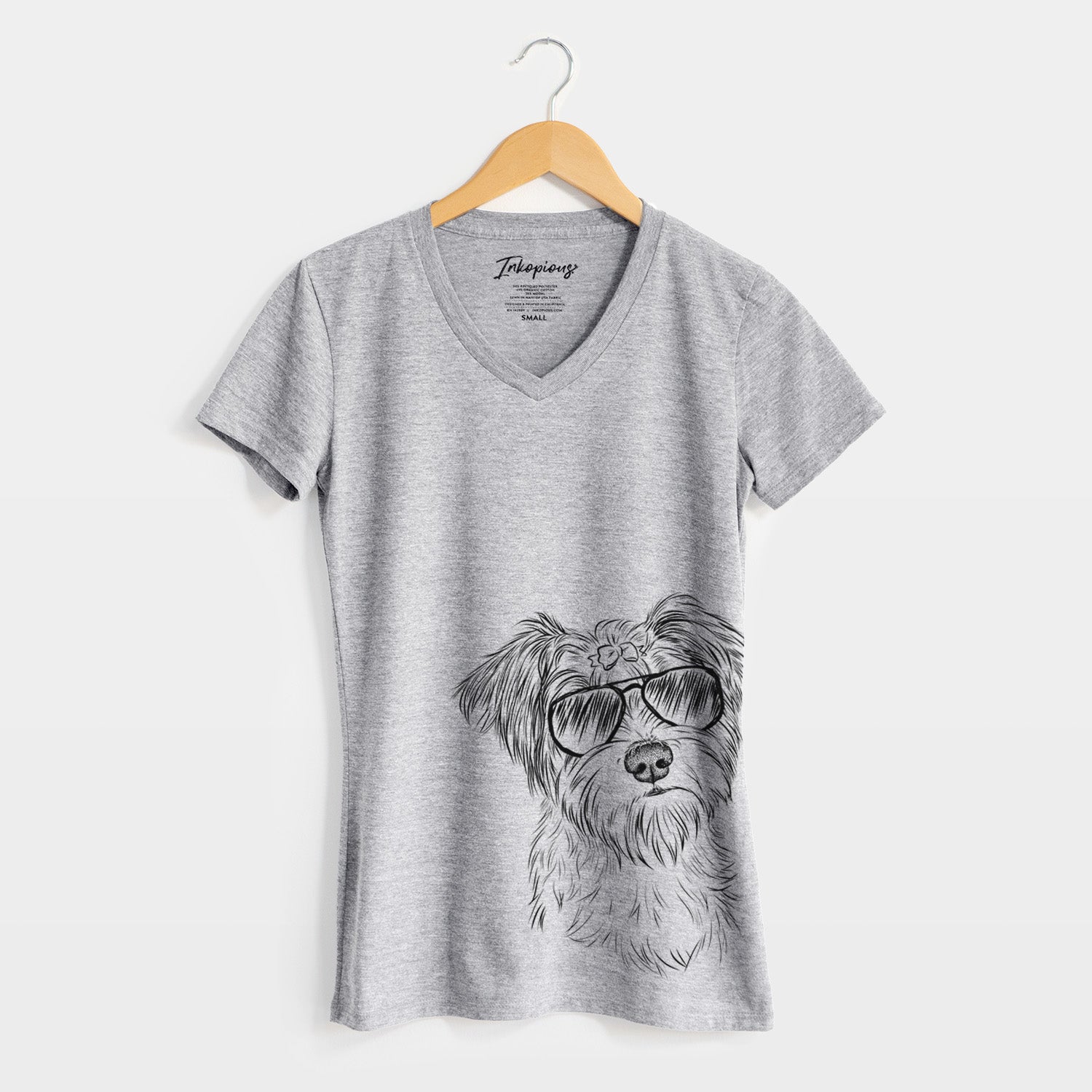 Aviator Birdee the Schnauzer Mix - Women's V-neck Shirt