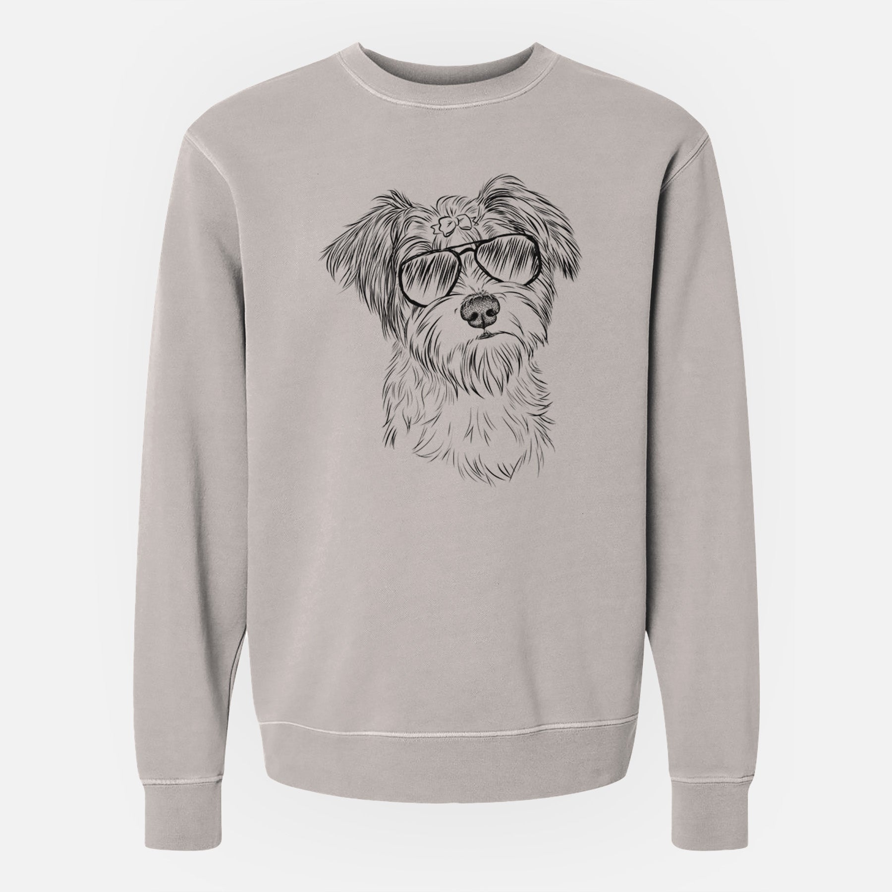 Aviator Birdee the Schnauzer Mix - Unisex Pigment Dyed Crew Sweatshirt