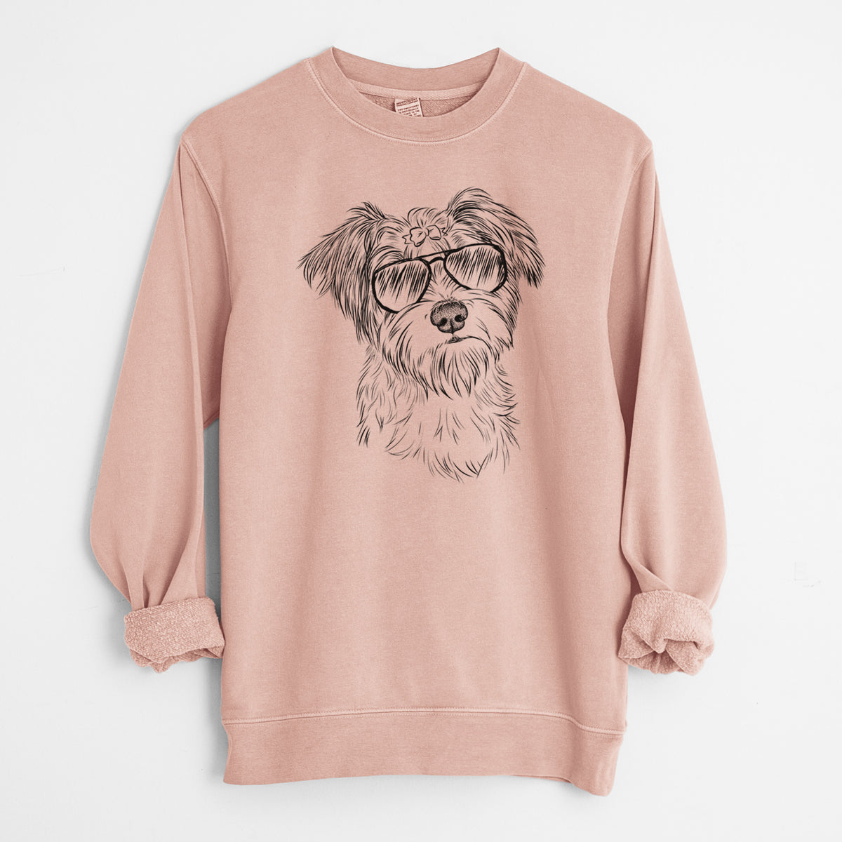 Aviator Birdee the Schnauzer Mix - Unisex Pigment Dyed Crew Sweatshirt