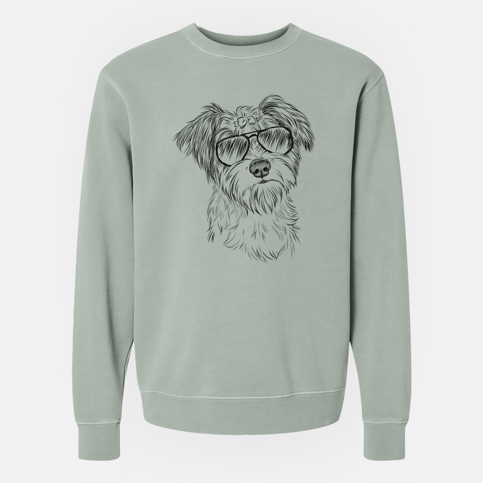 Aviator Birdee the Schnauzer Mix - Unisex Pigment Dyed Crew Sweatshirt