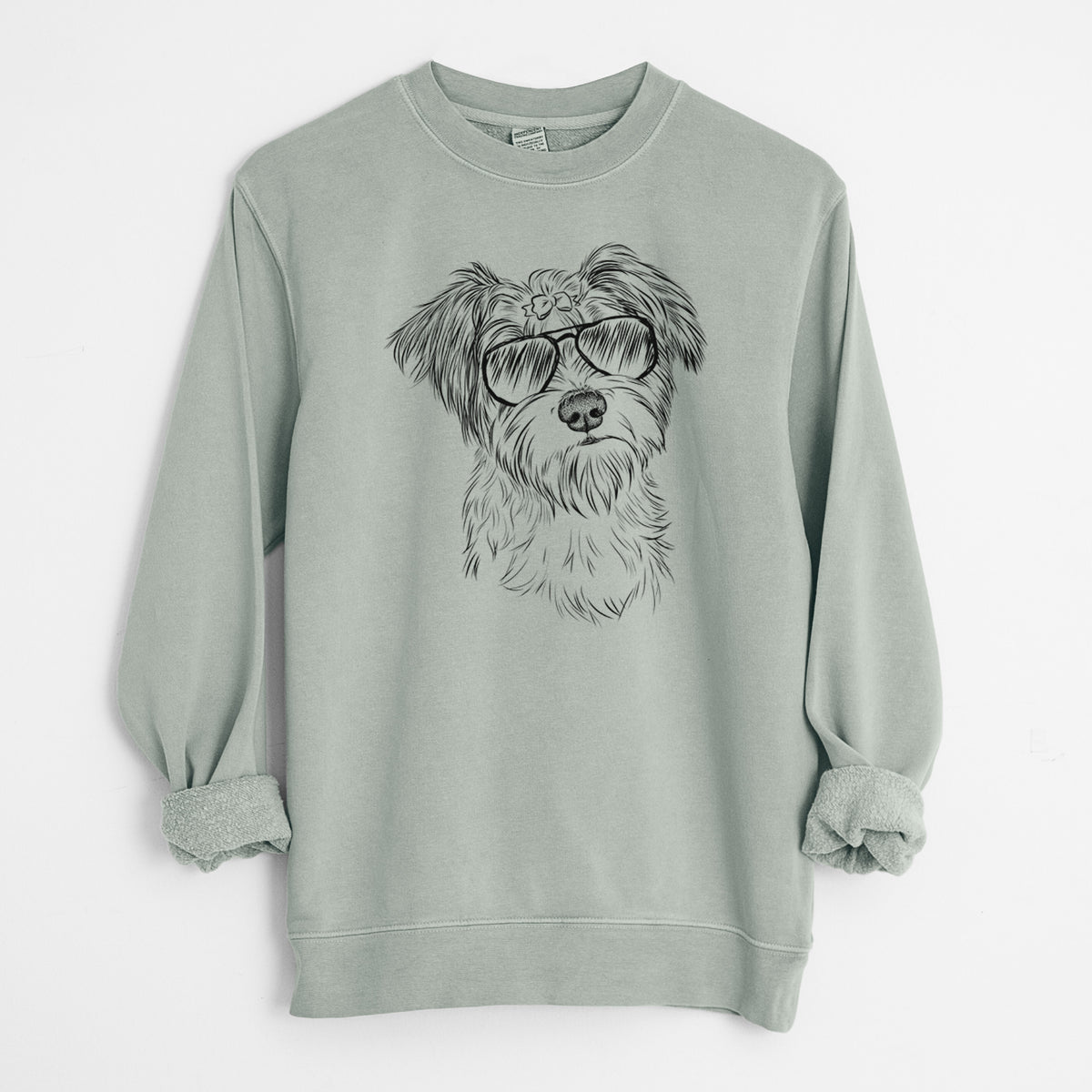 Aviator Birdee the Schnauzer Mix - Unisex Pigment Dyed Crew Sweatshirt
