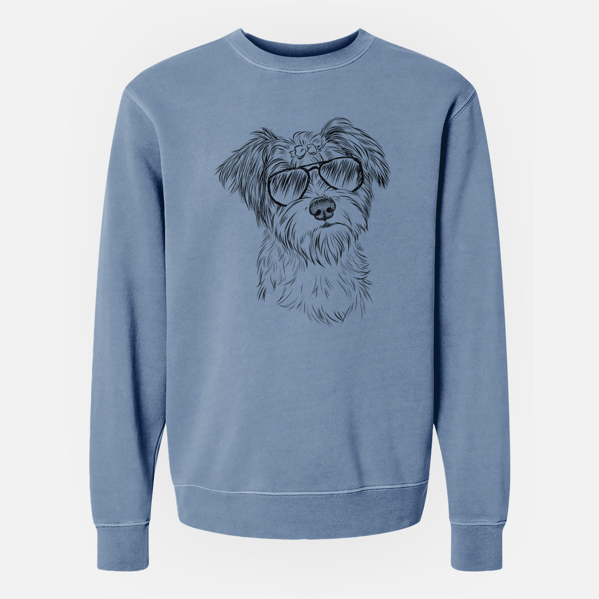 Aviator Birdee the Schnauzer Mix - Unisex Pigment Dyed Crew Sweatshirt