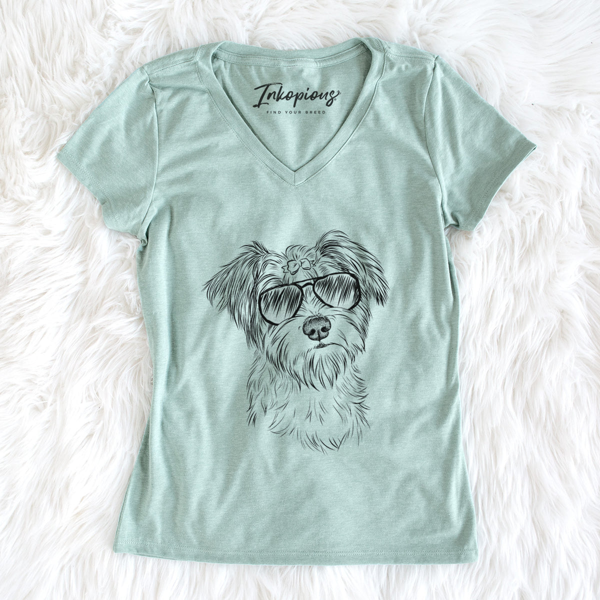Aviator Birdee the Schnauzer Mix - Women's V-neck Shirt