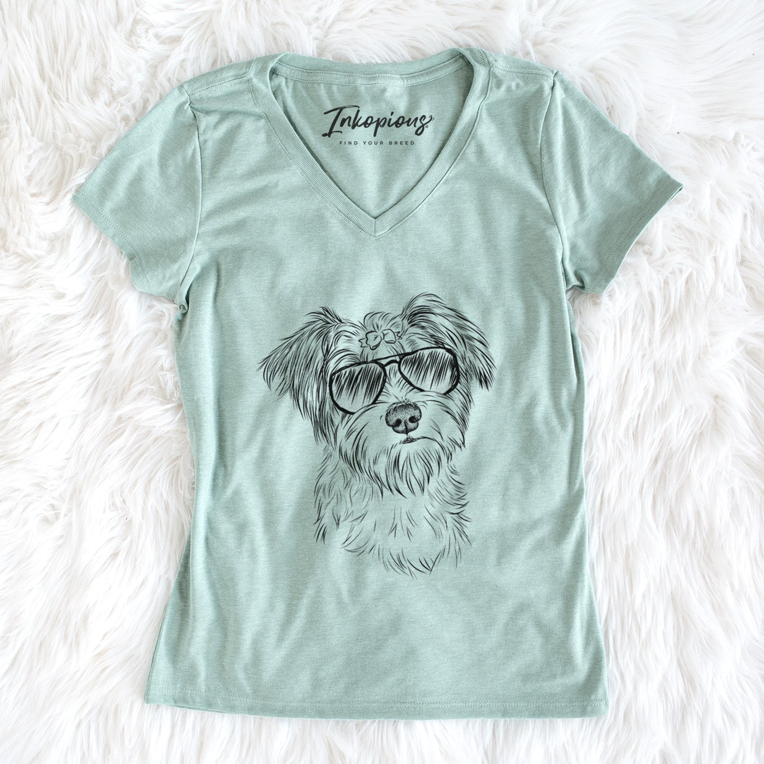 Aviator Birdee the Schnauzer Mix - Women's V-neck Shirt