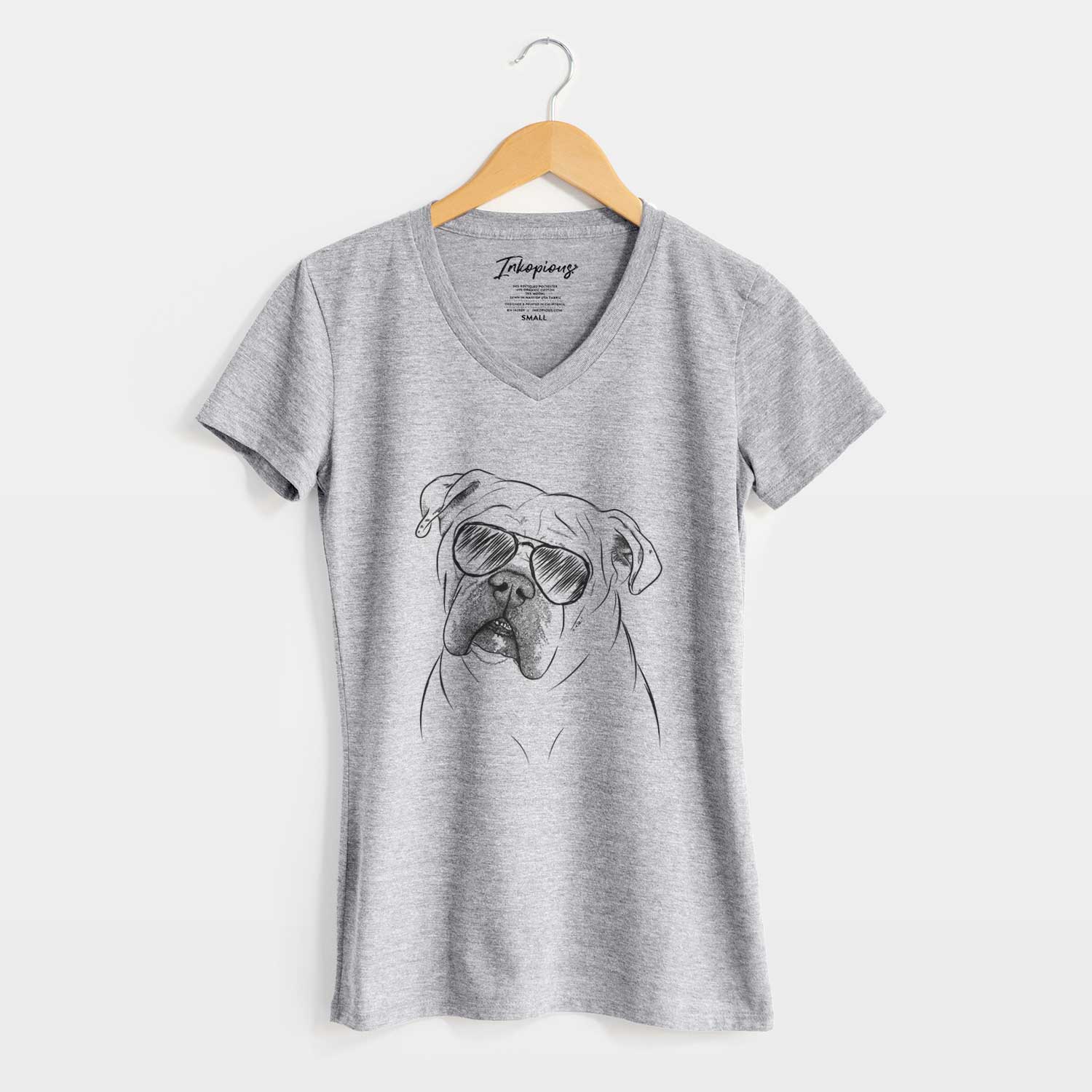 Aviator Blossom the English Bulldog - Women's V-neck Shirt