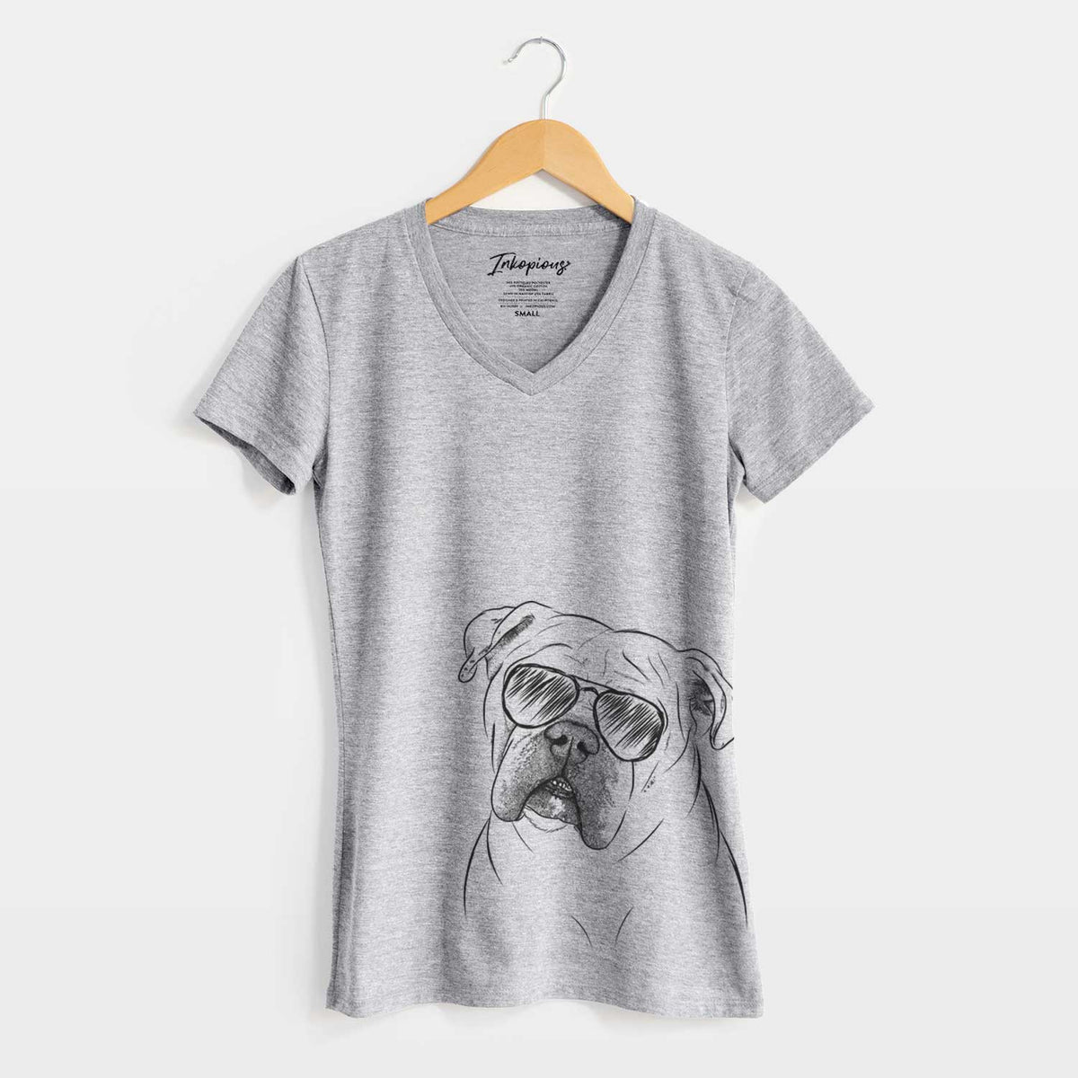 Aviator Blossom the English Bulldog - Women&#39;s V-neck Shirt