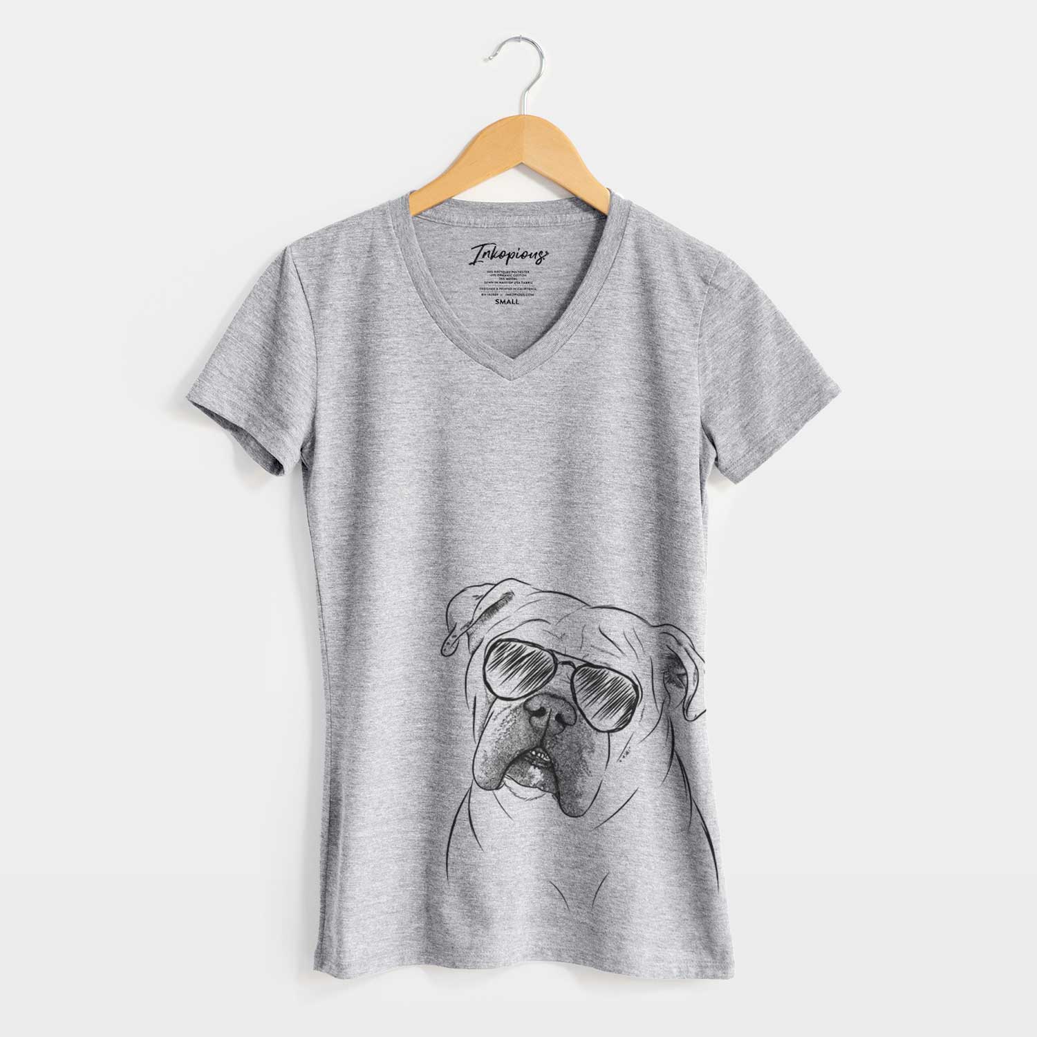 Aviator Blossom the English Bulldog - Women's V-neck Shirt