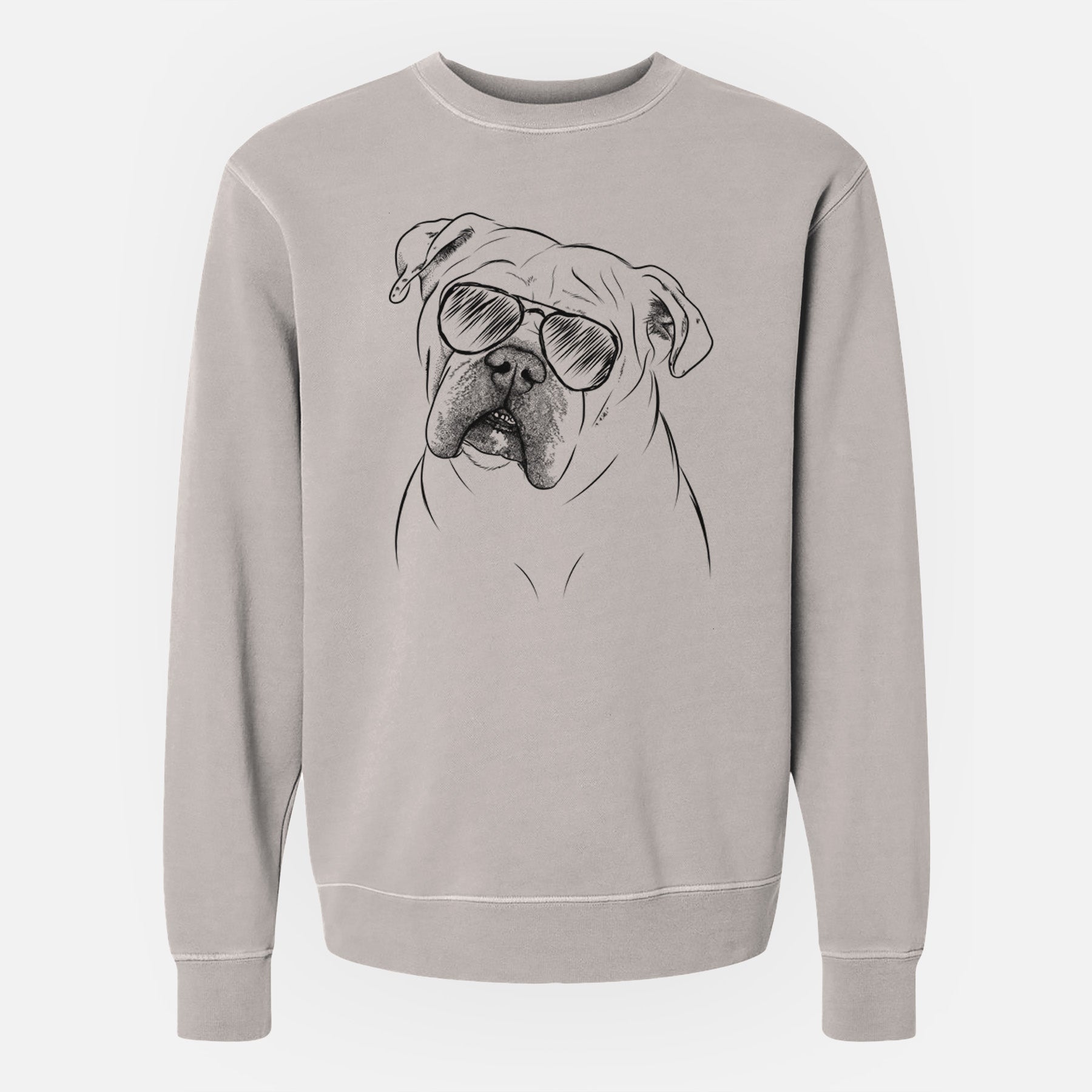 Aviator Blossom the English Bulldog - Unisex Pigment Dyed Crew Sweatshirt