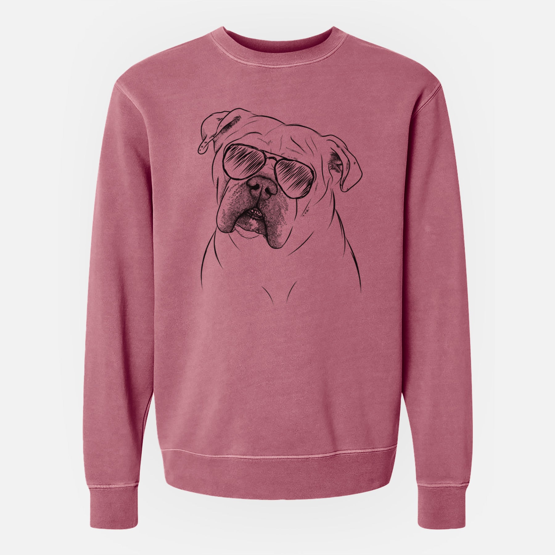 Aviator Blossom the English Bulldog - Unisex Pigment Dyed Crew Sweatshirt