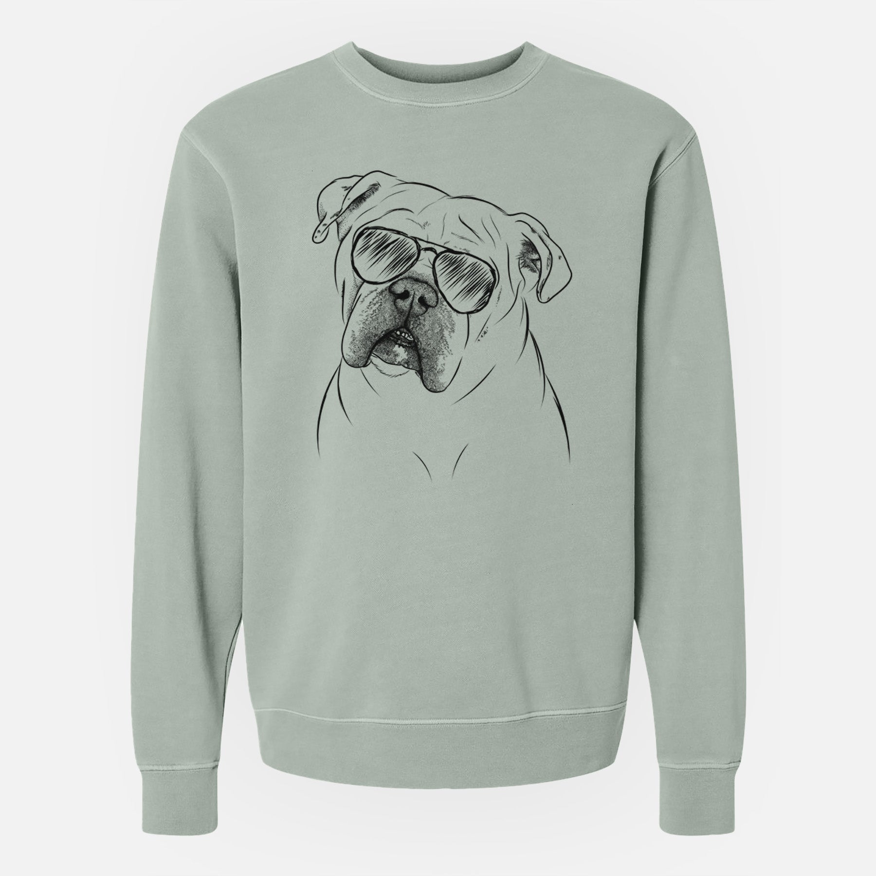 Aviator Blossom the English Bulldog - Unisex Pigment Dyed Crew Sweatshirt