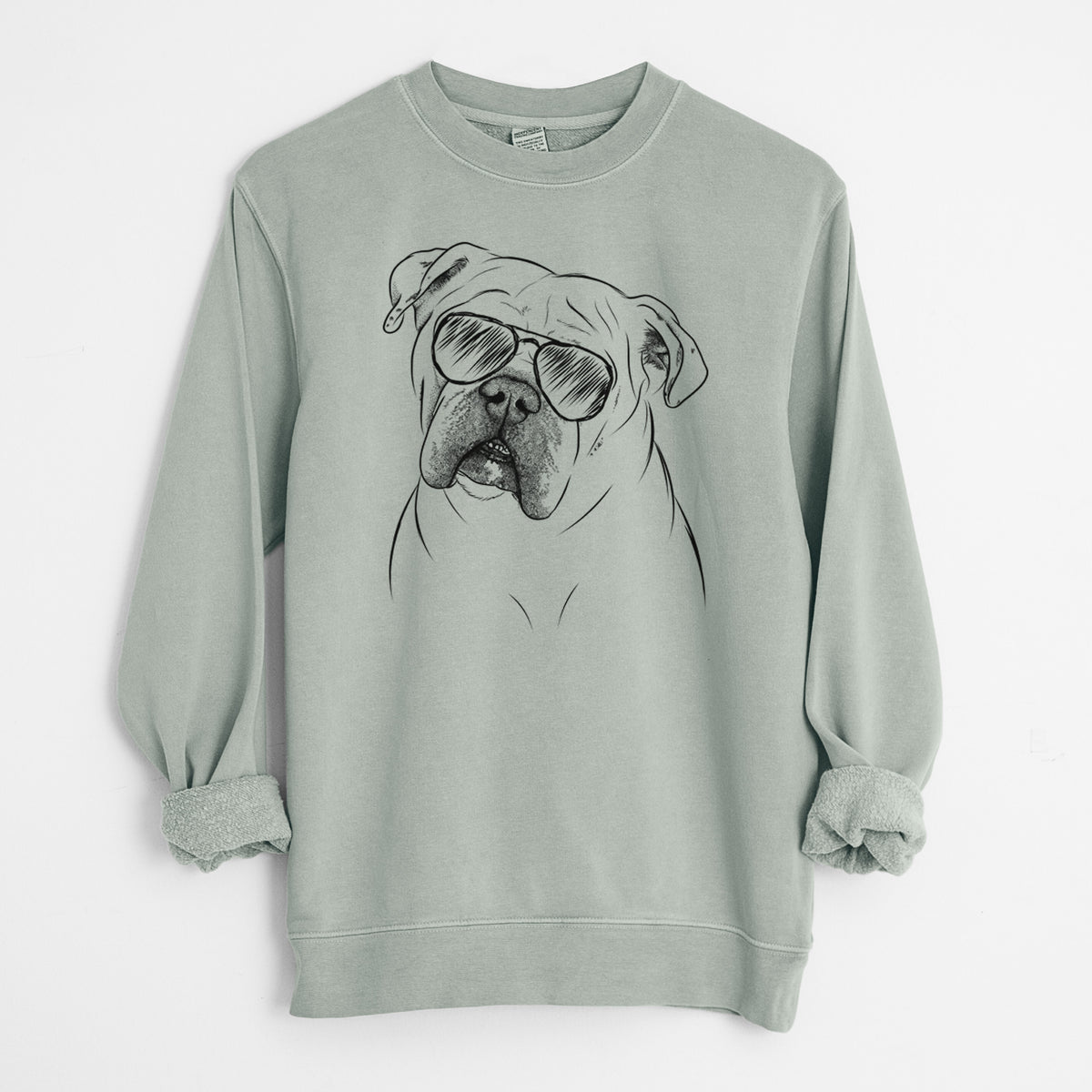 Aviator Blossom the English Bulldog - Unisex Pigment Dyed Crew Sweatshirt