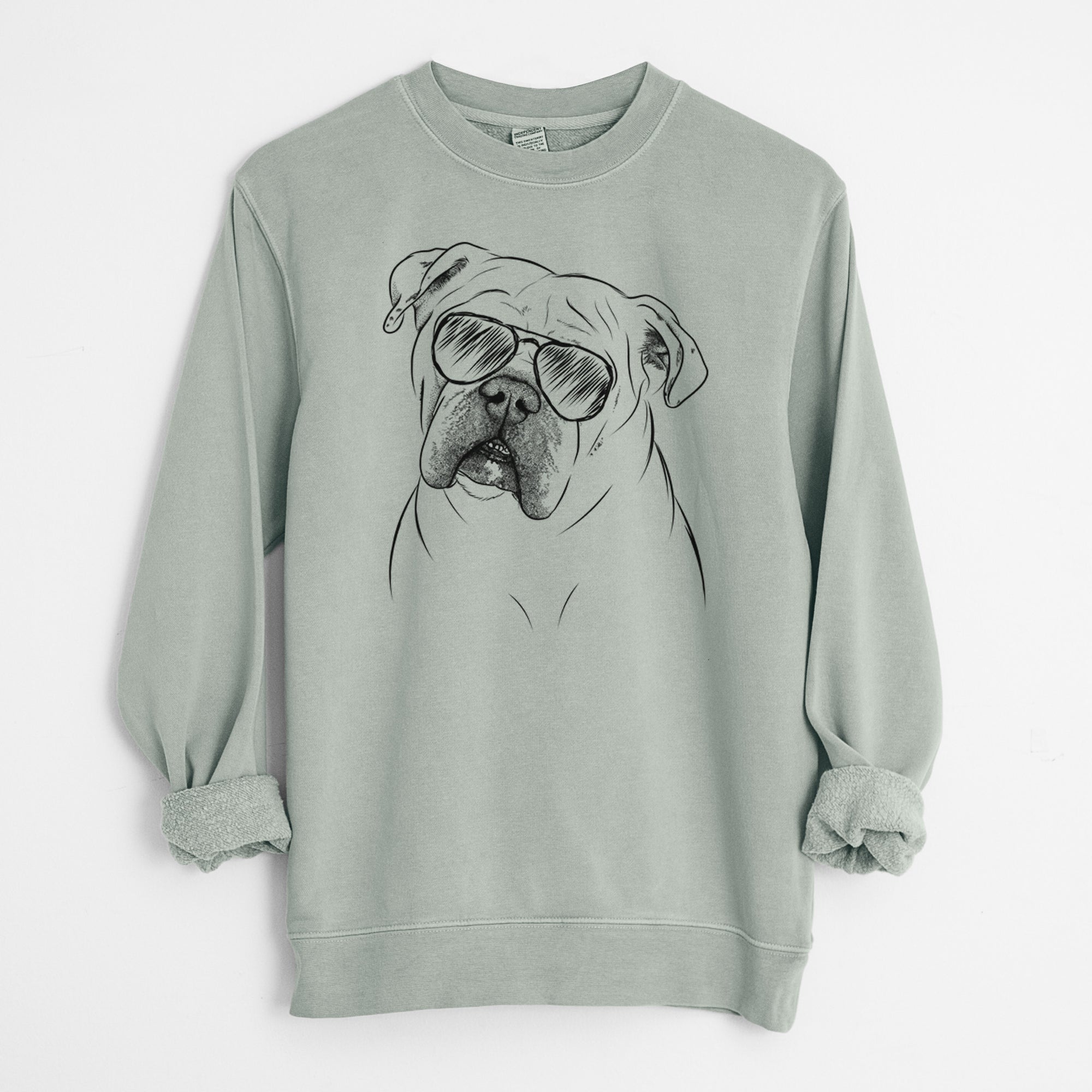 Aviator Blossom the English Bulldog - Unisex Pigment Dyed Crew Sweatshirt