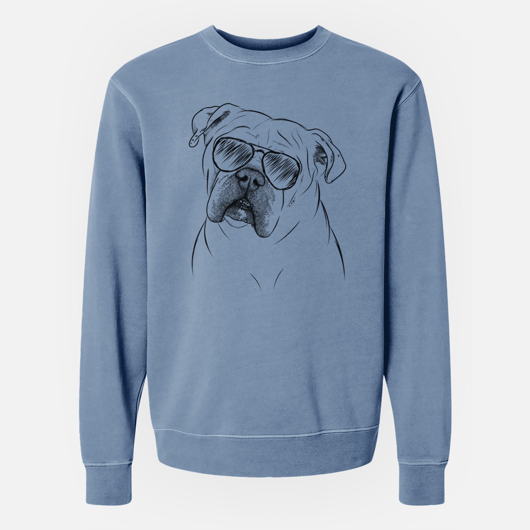 Aviator Blossom the English Bulldog - Unisex Pigment Dyed Crew Sweatshirt