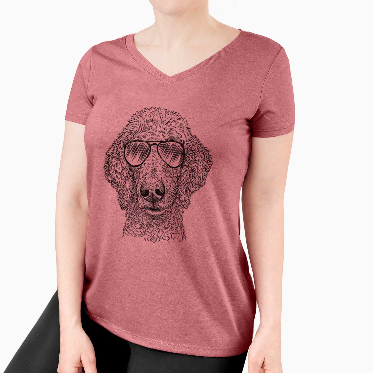 Aviator Blossom the Poodle - Women's V-neck Shirt