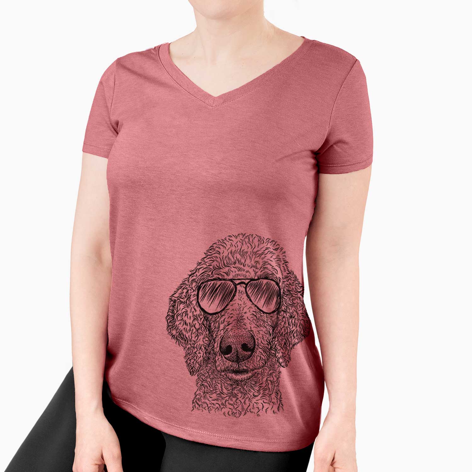 Aviator Blossom the Poodle - Women's V-neck Shirt