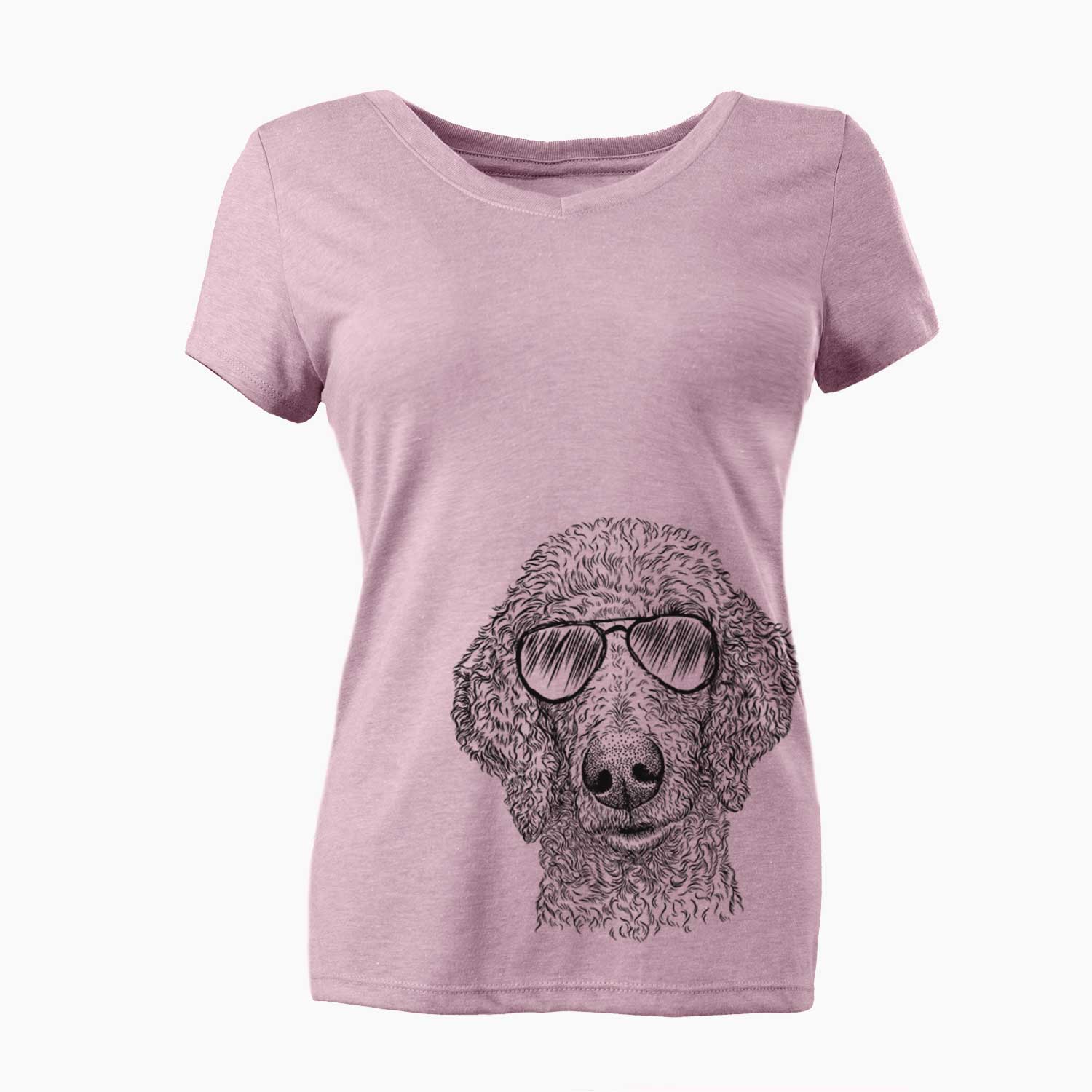 Aviator Blossom the Poodle - Women's V-neck Shirt