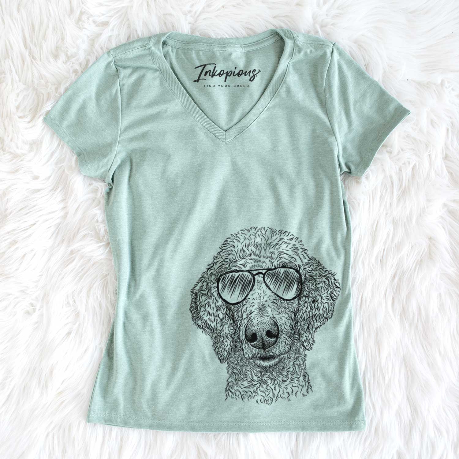 Aviator Blossom the Poodle - Women's V-neck Shirt